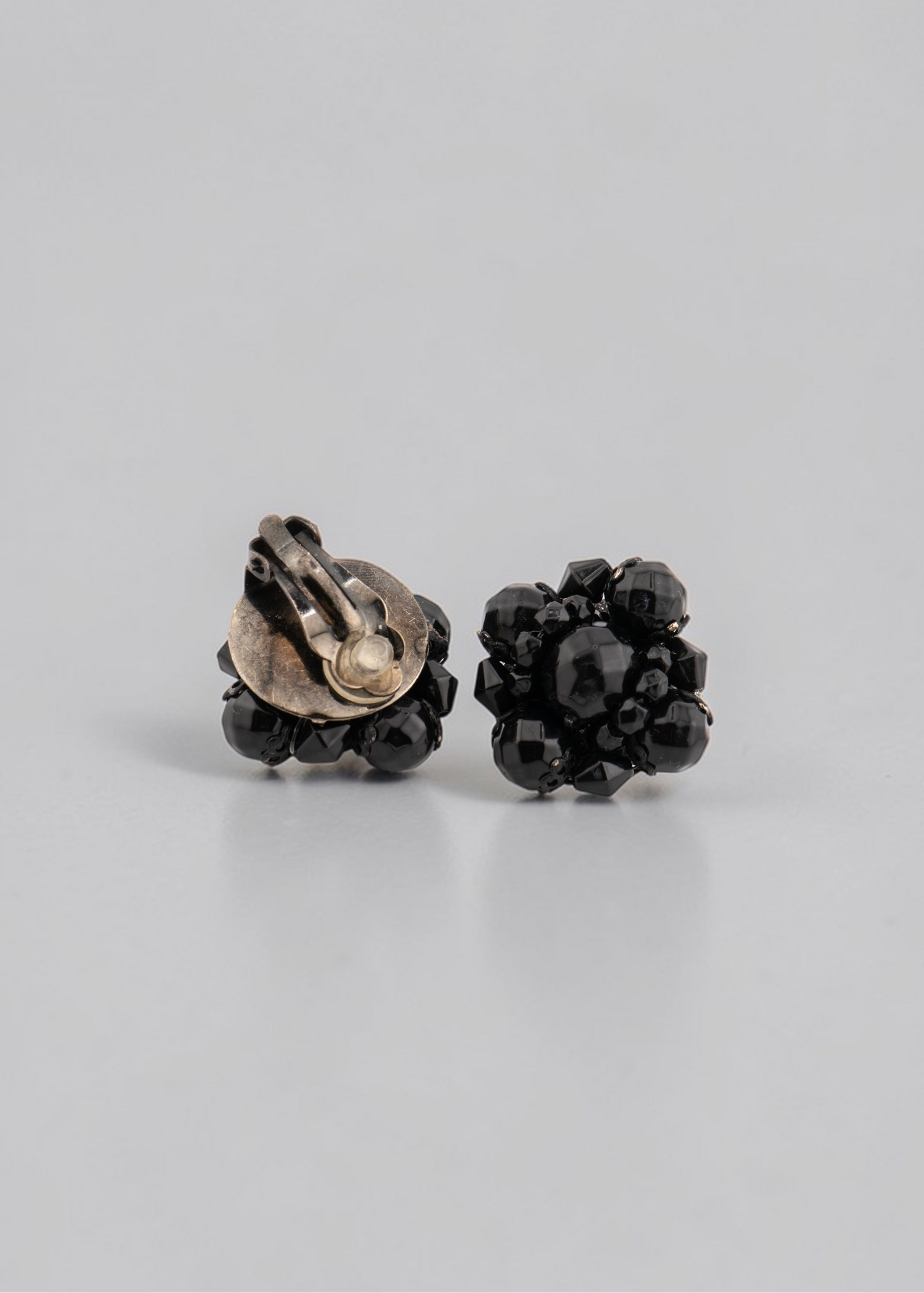 Pre-loved  - Black Beaded Clip On Earrings