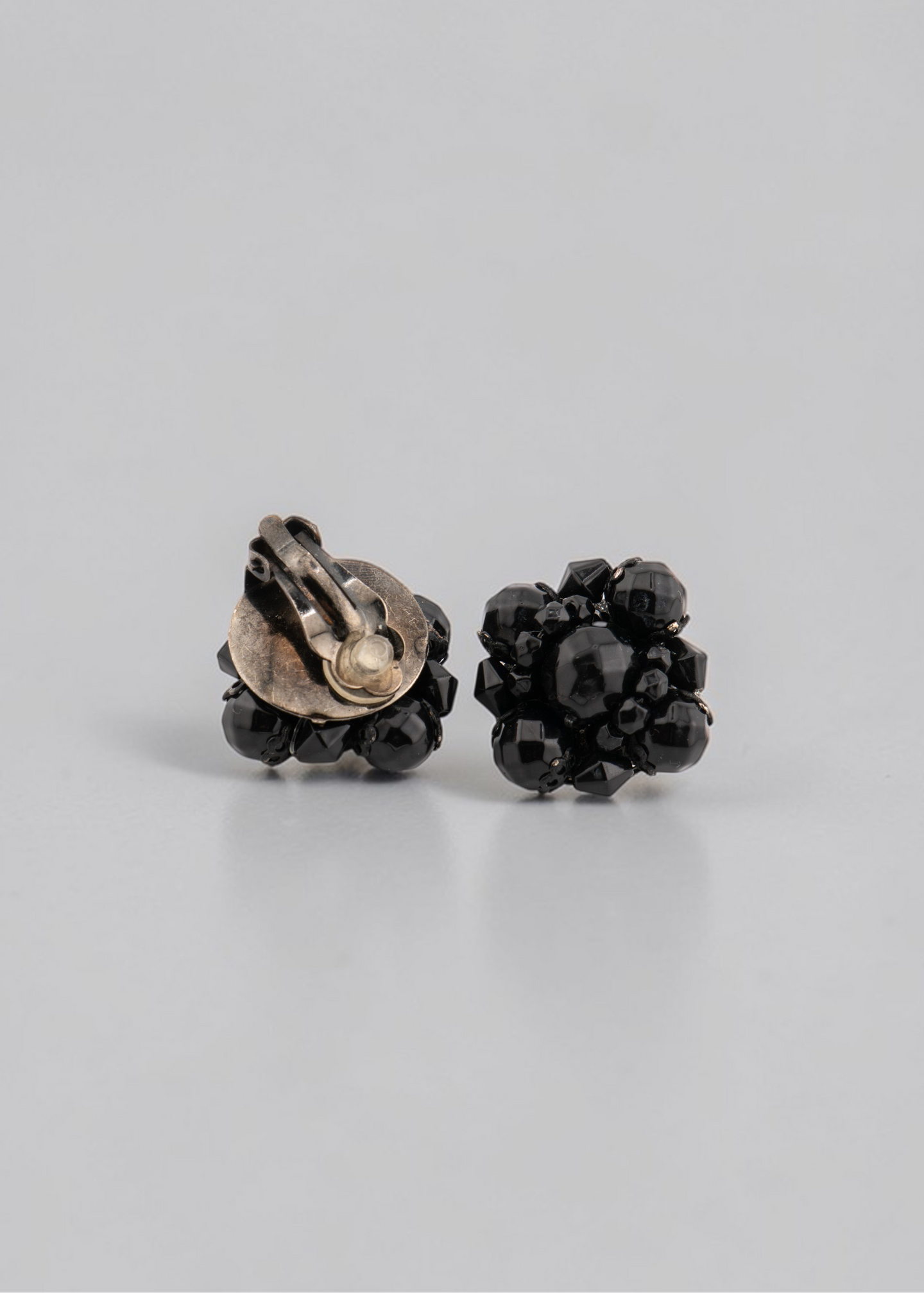 Pre-loved  - Black Beaded Clip On Earrings