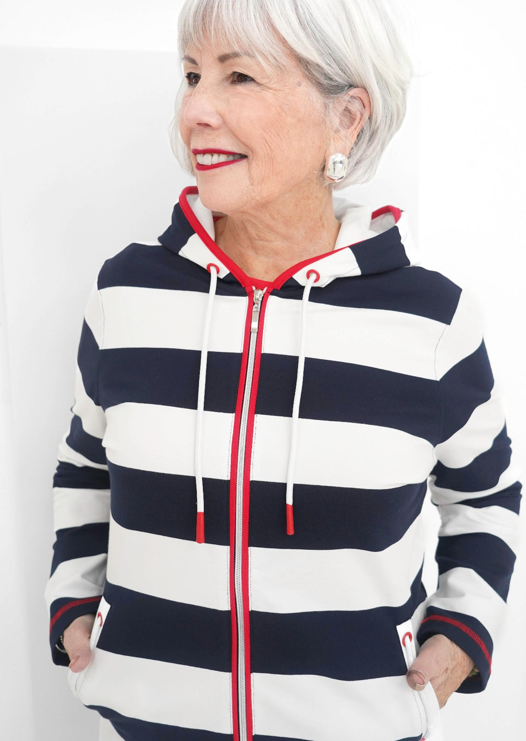 Orly - Sporty Striped Zip-up Hoodie