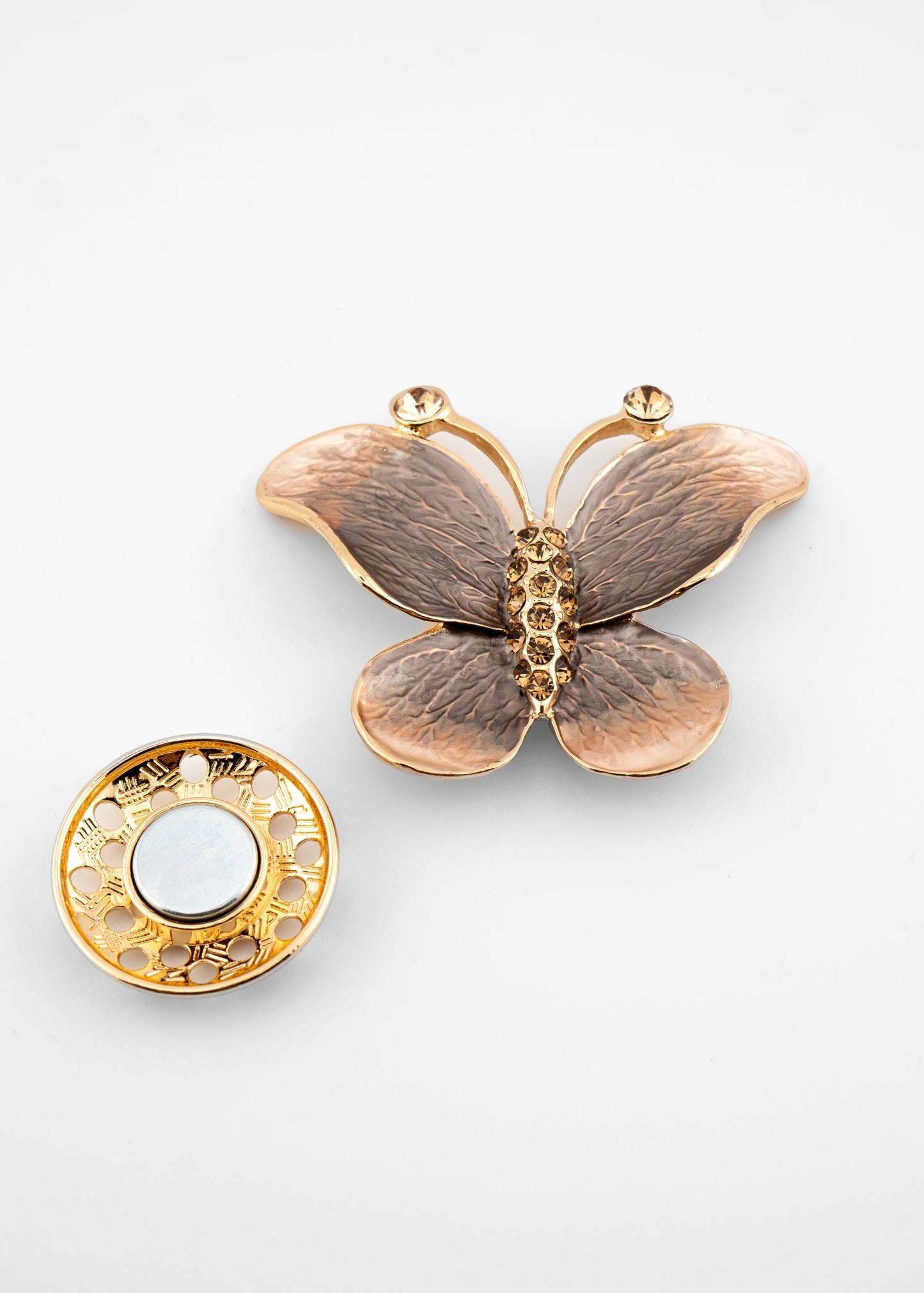 Crystal Butterfly Brooch Brown