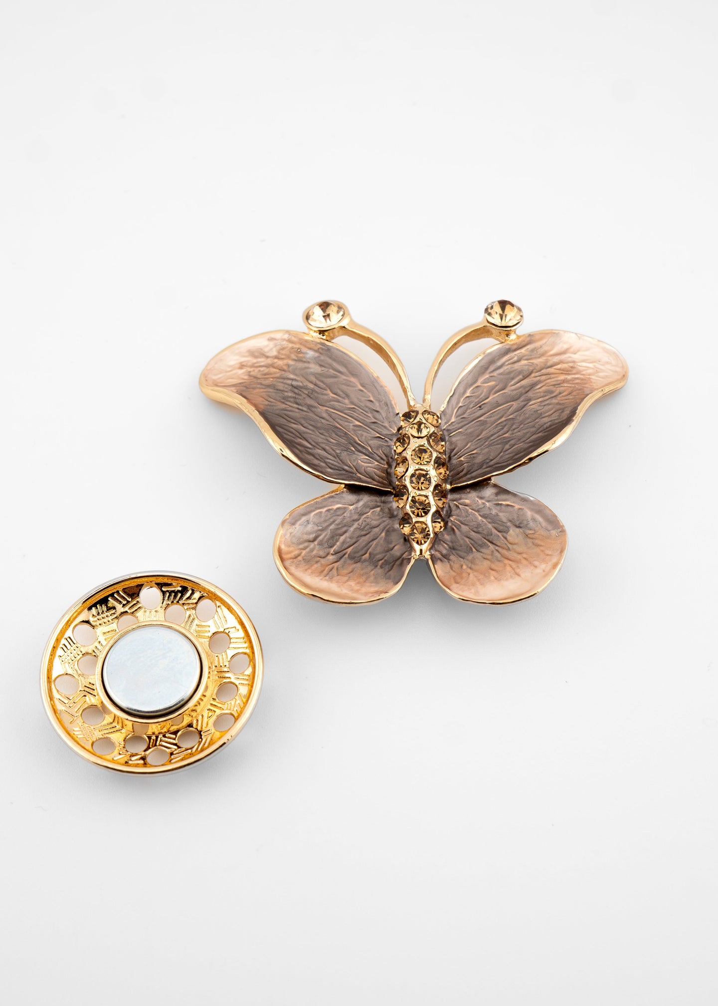 Crystal Butterfly Brooch Brown