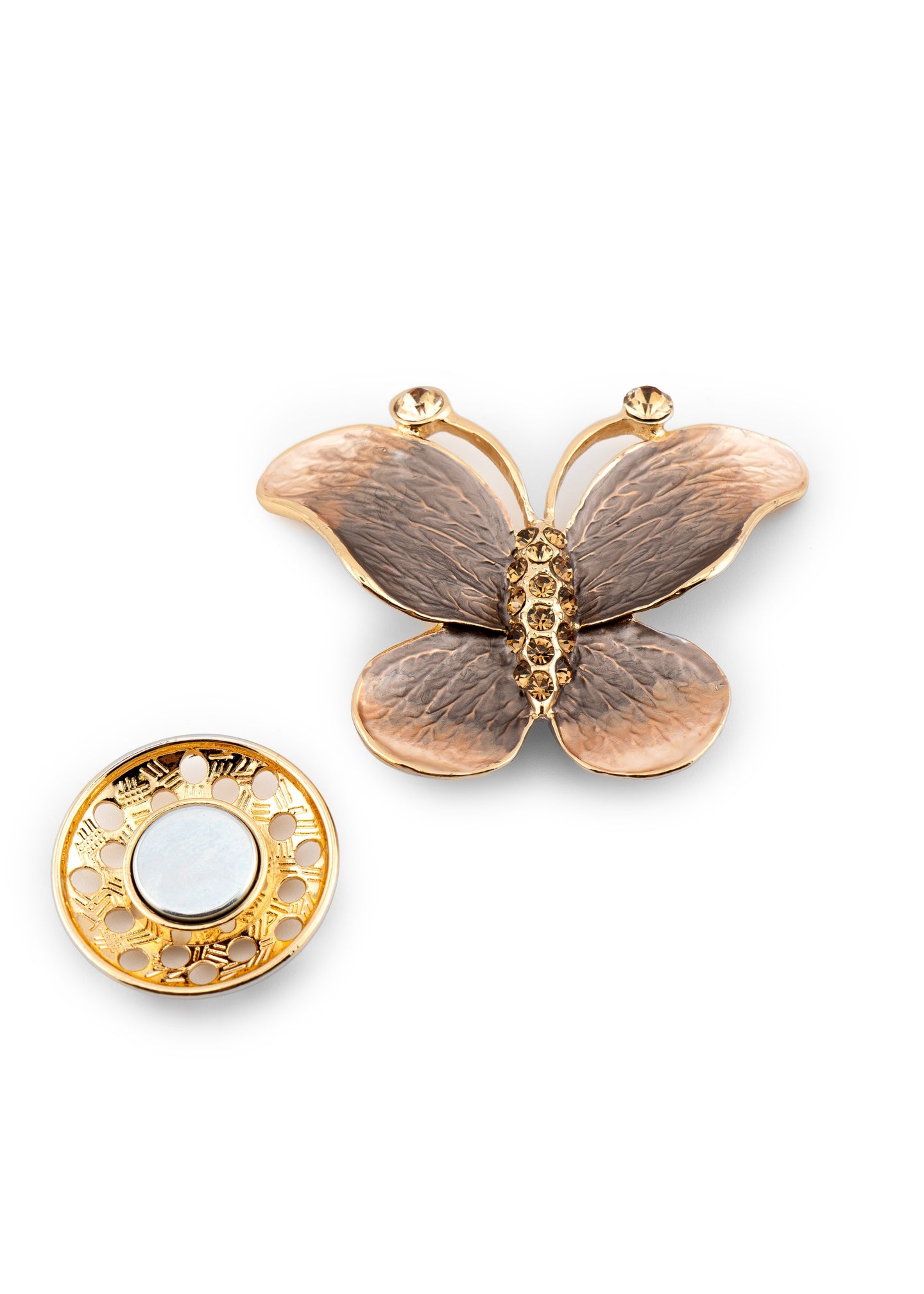 Crystal Butterfly Brooch Brown