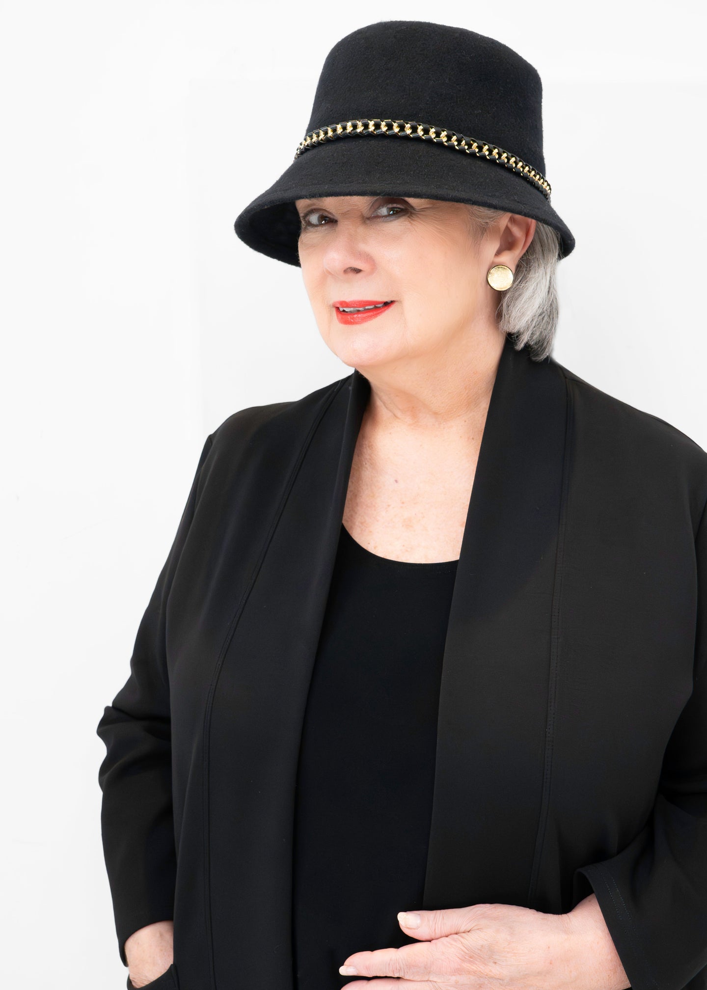 Loevenich - Wool Blend Cloche Hat with Chain Trim