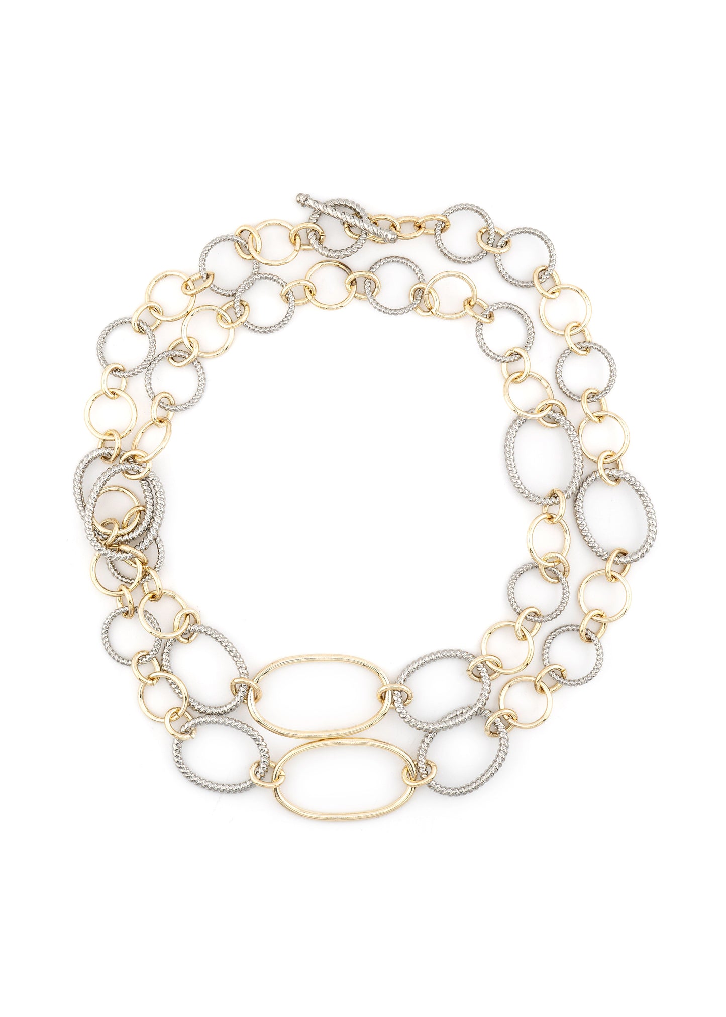 Mixed Metal Oval Link Necklace