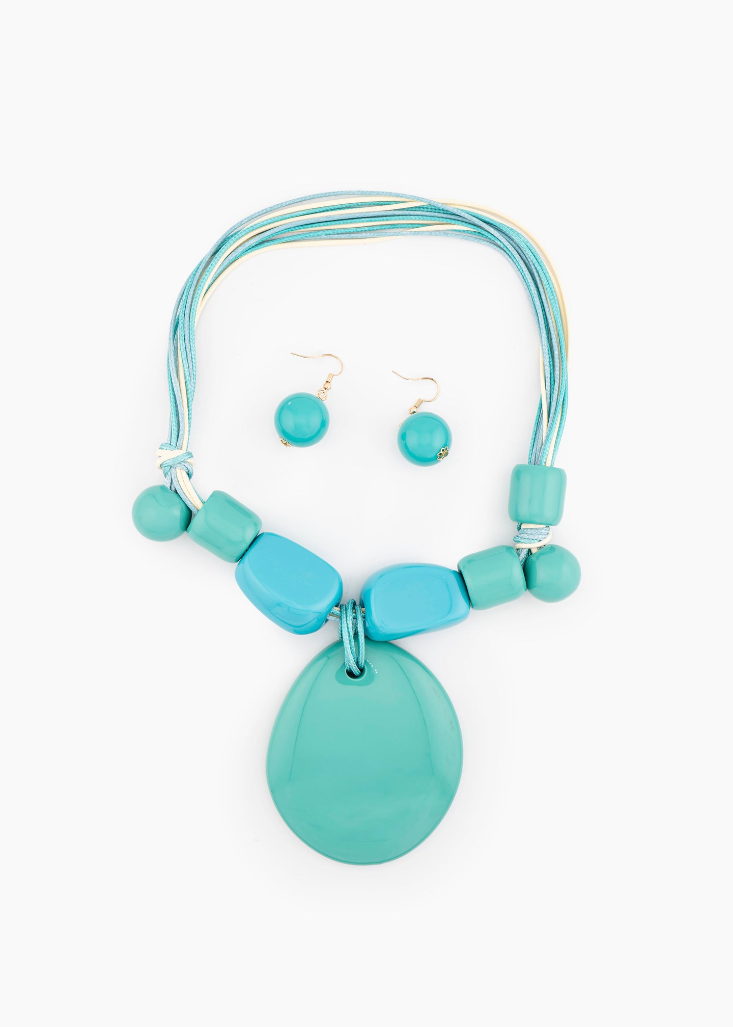 Chunky Turquoise Beaded Necklace & Earring Set