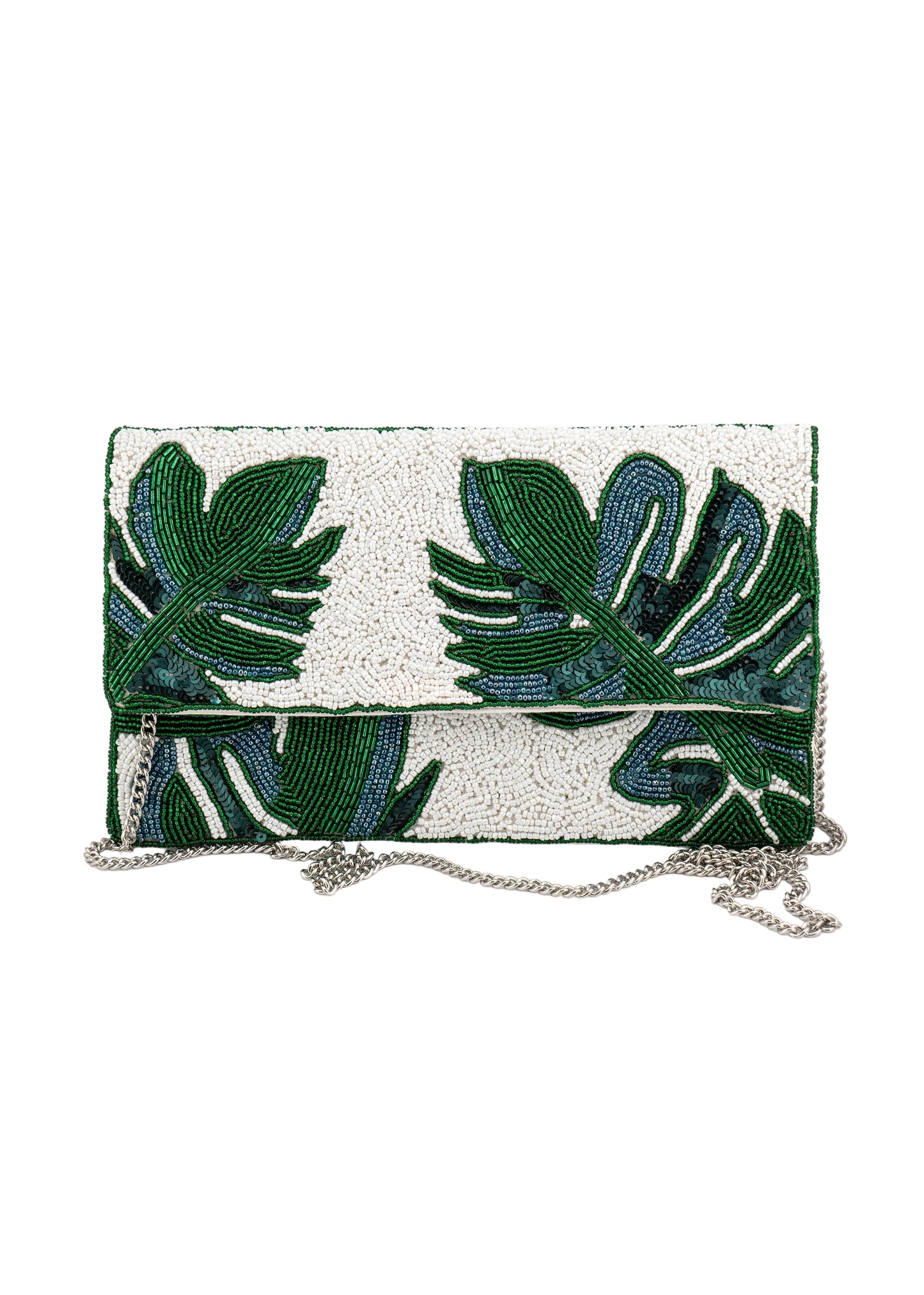 Leaf Beaded Clutch Bag