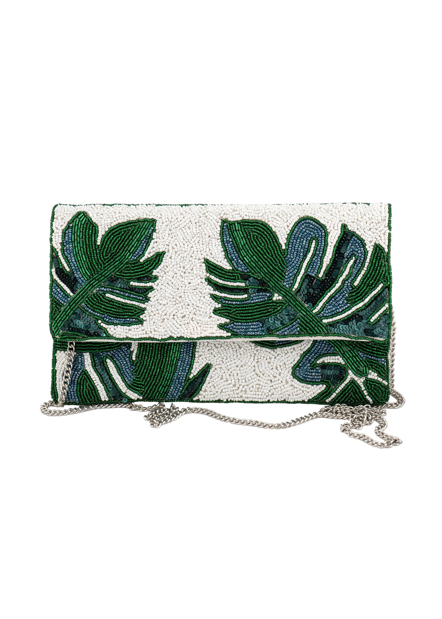 Leaf Beaded Clutch Bag