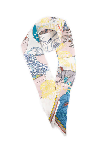 Animal Print Long Silk Scarf