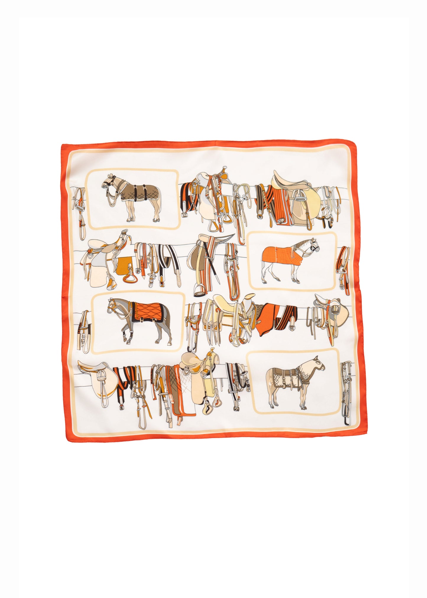Orange Border Saddle Silk Scarf