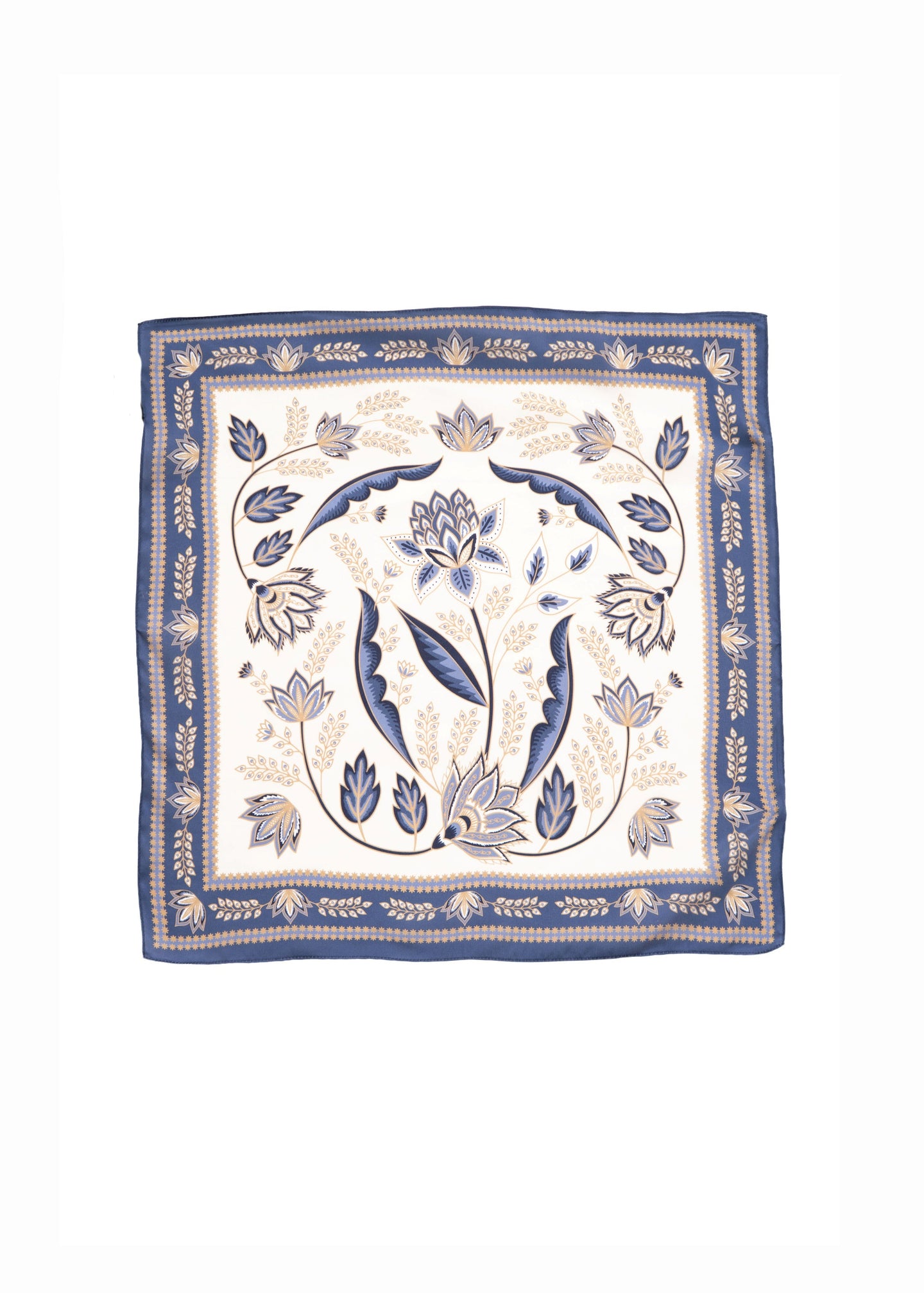Indigo Bloom Silk Scarf