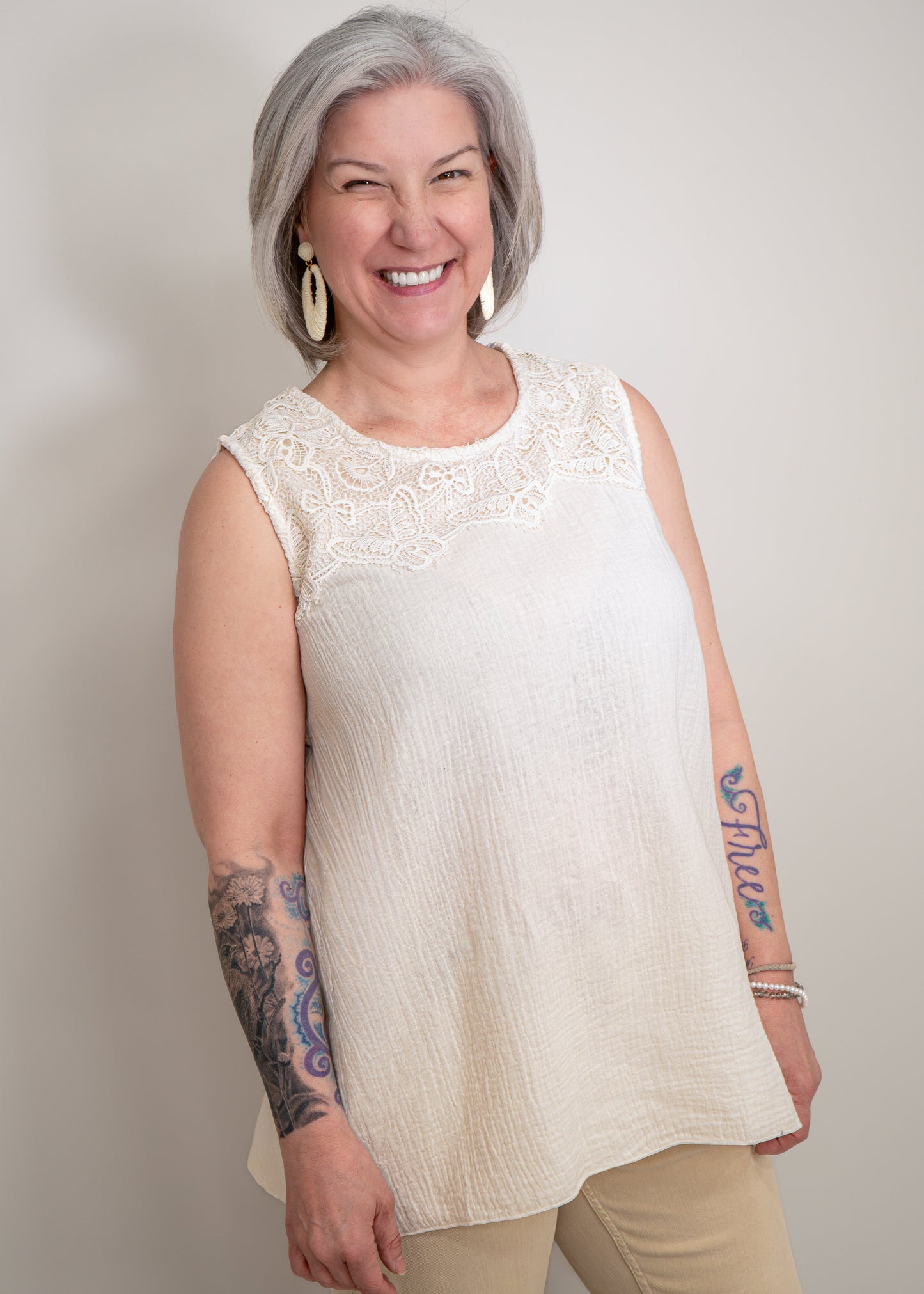 Paper Lace - Angel Print Lace Top