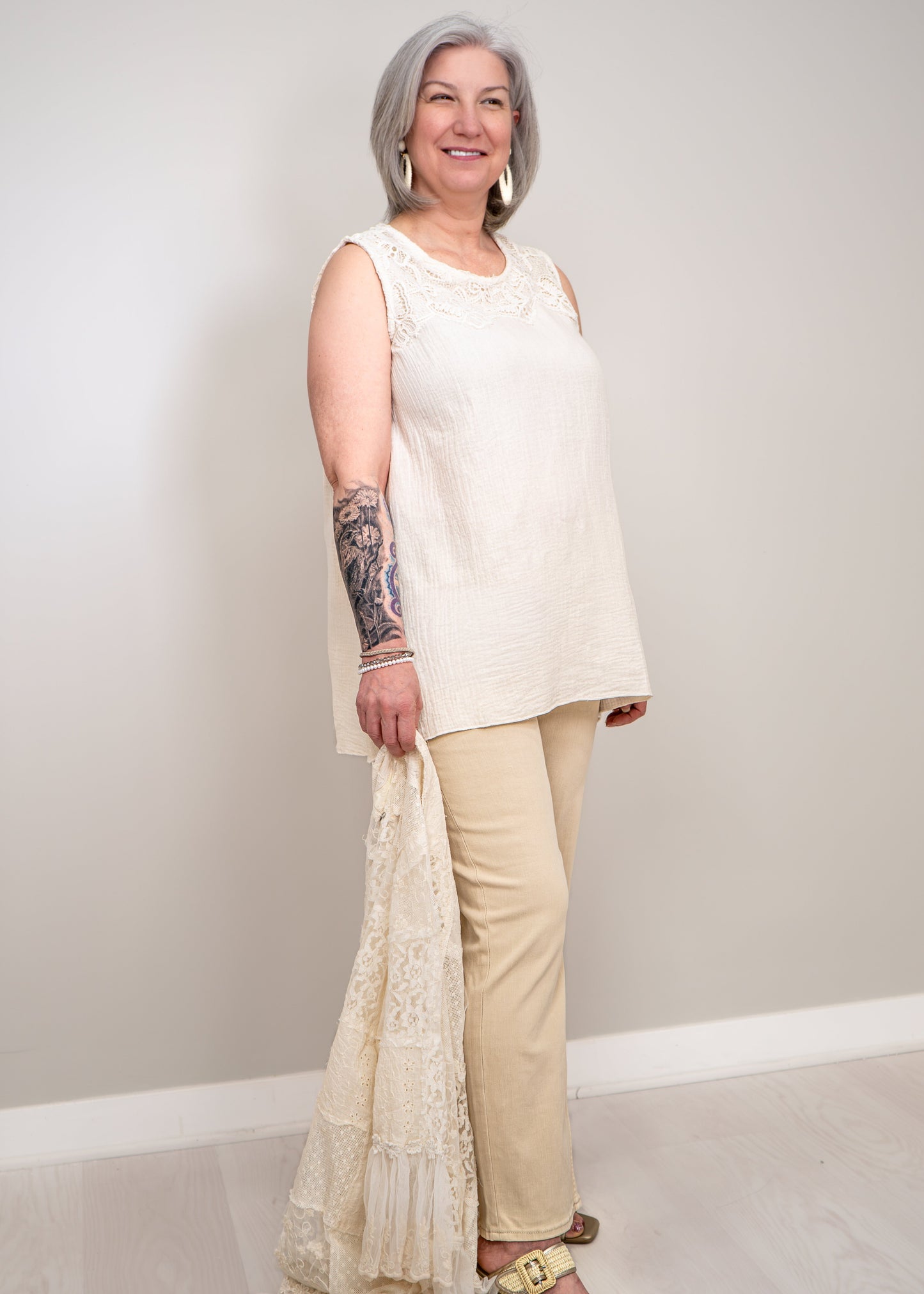 Paper Lace - Angel Print Lace Top