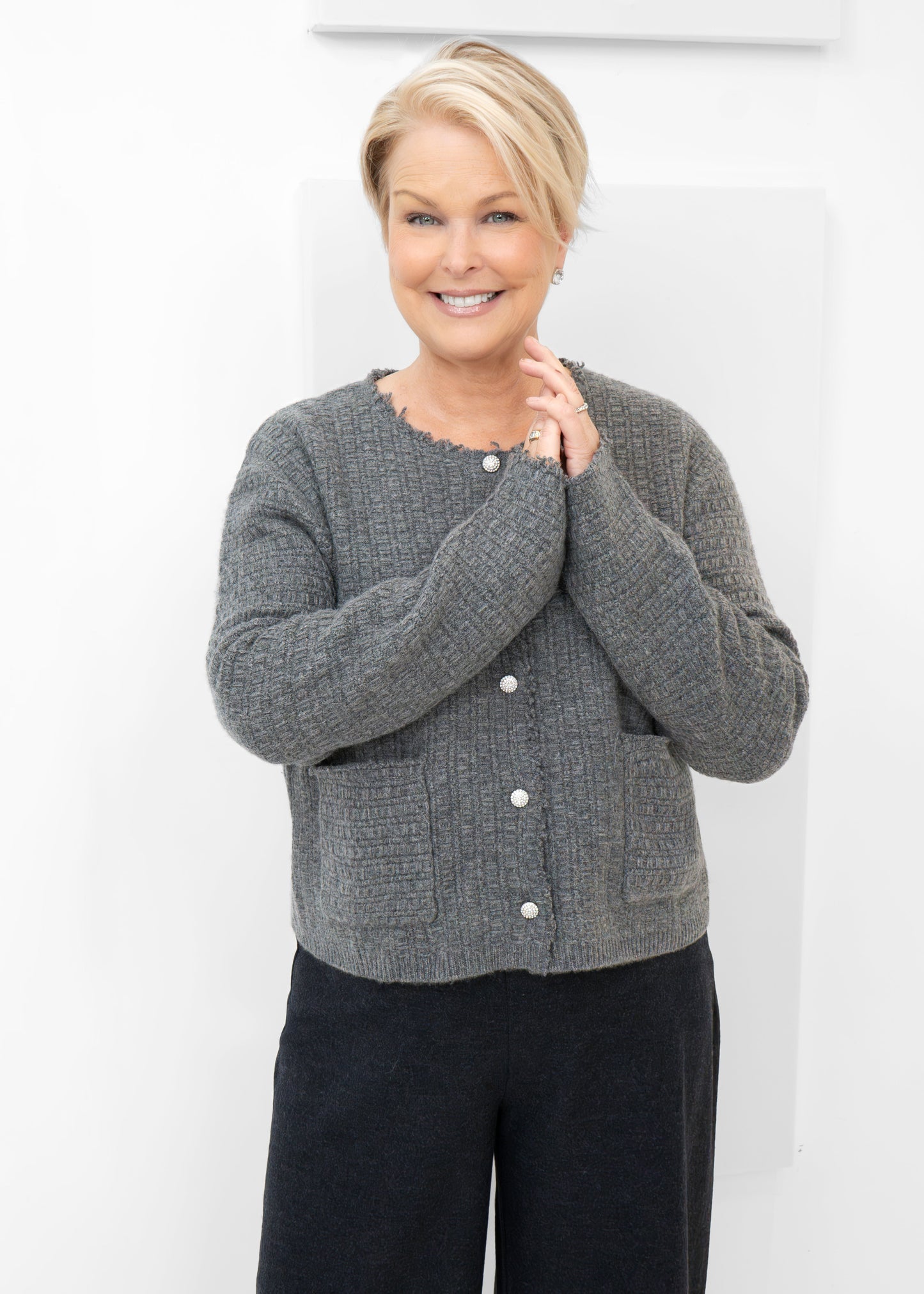 Herzen's - Wool Cashmere Button Front Two Pocket Cardigan - SALE