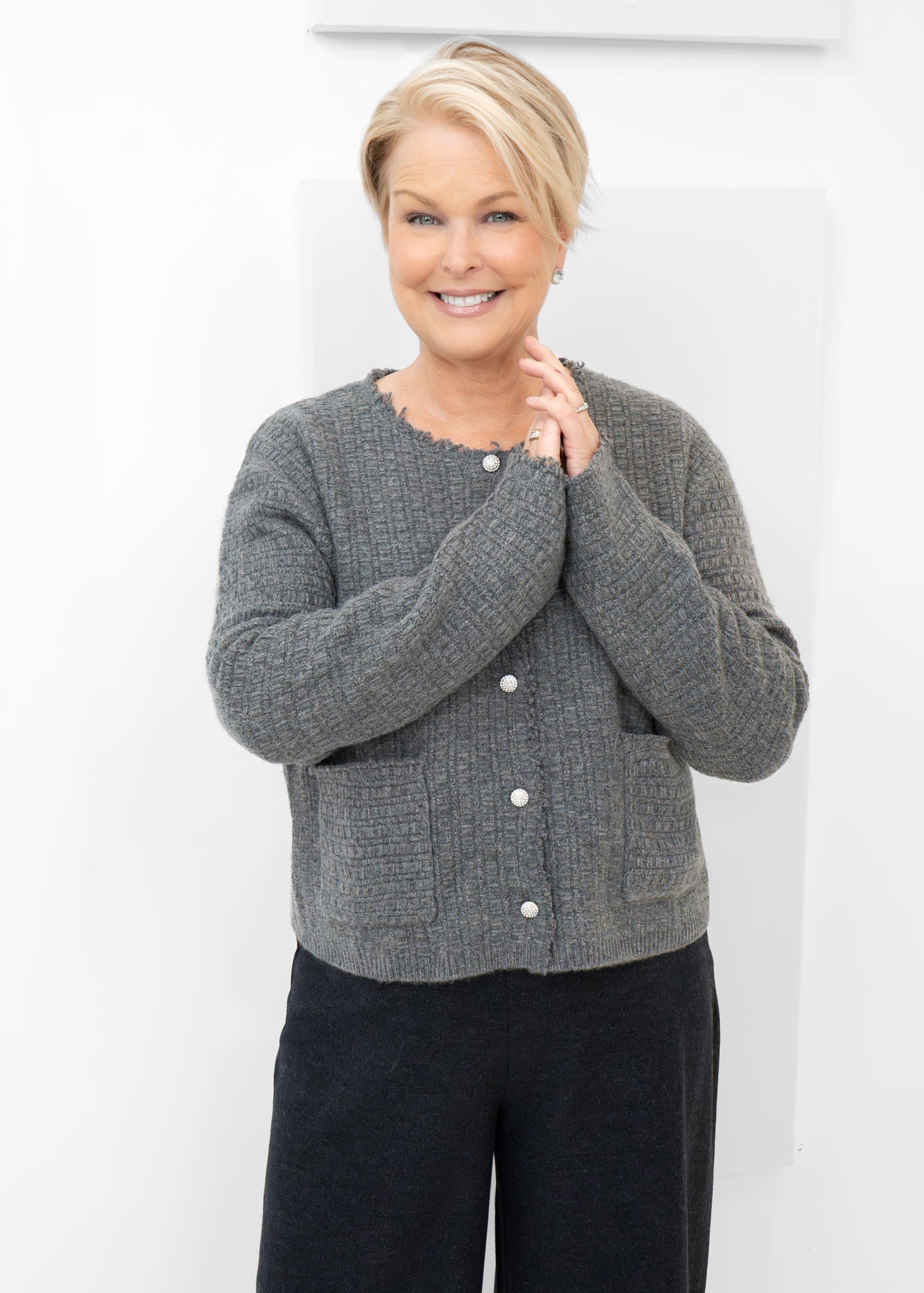 Herzen's - Wool Cashmere Button Front Two Pocket Cardigan - SALE