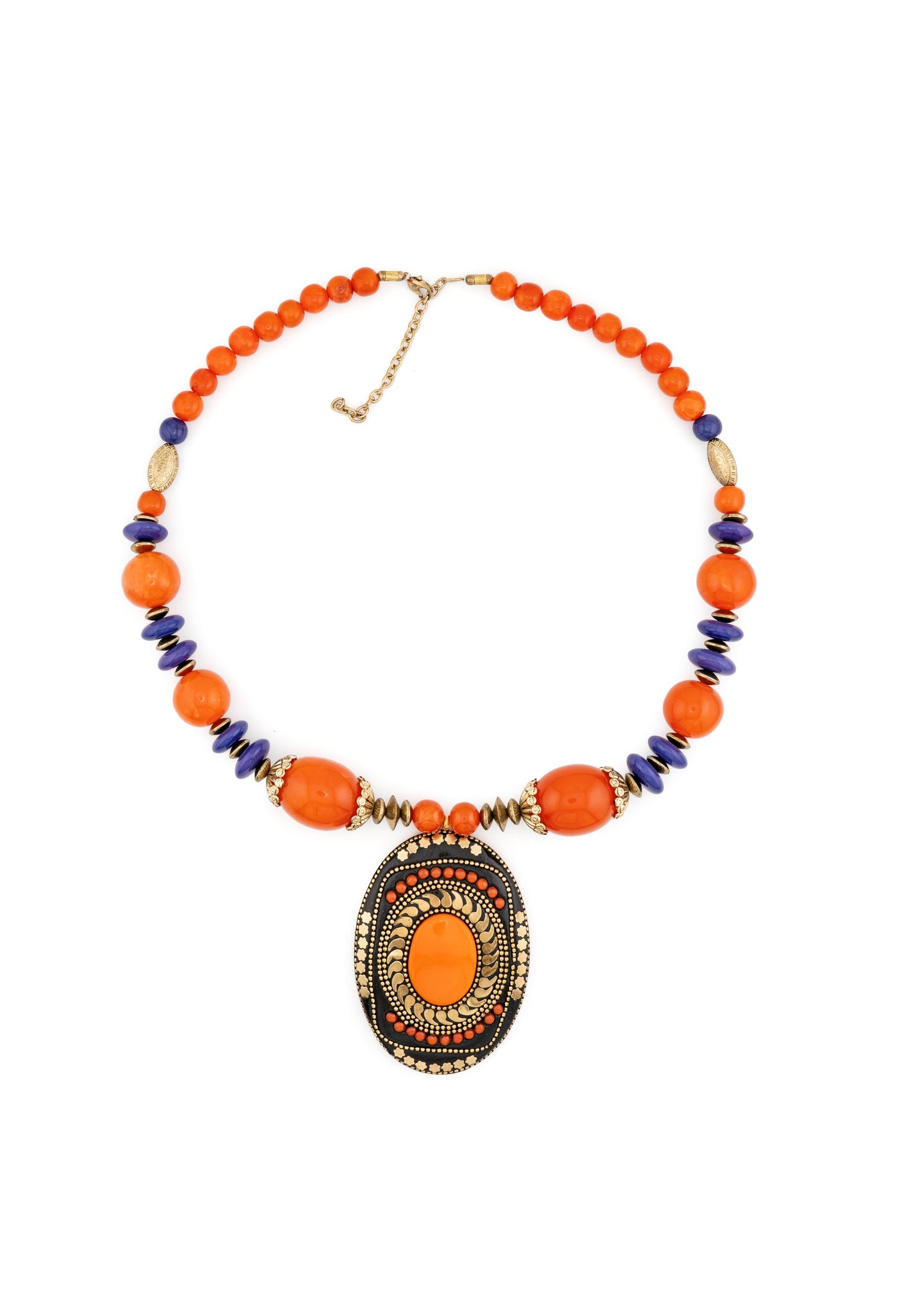 Tribal Oval Pendant Necklace