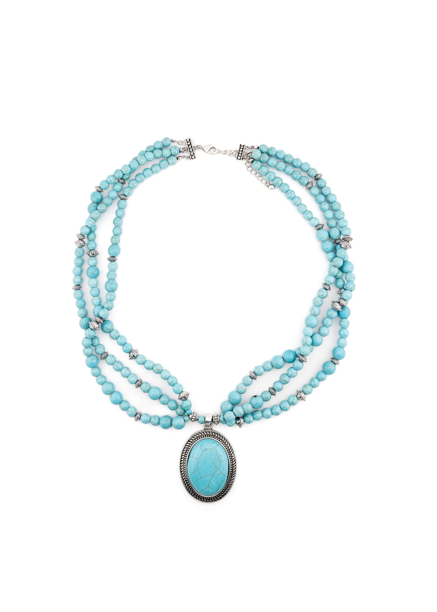 Triple Strand Turquoise Pendant Necklace