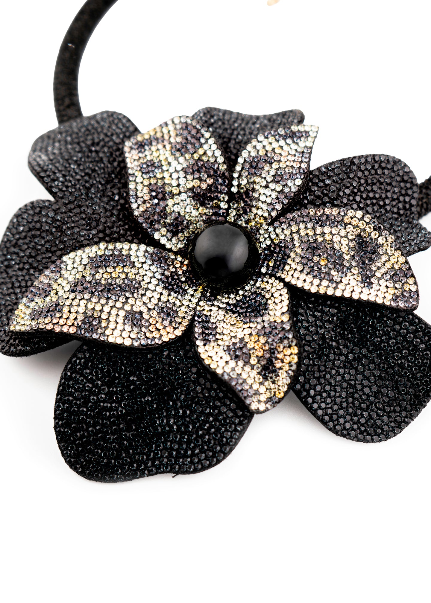Black & Leopard Crystal Flower Necklace
