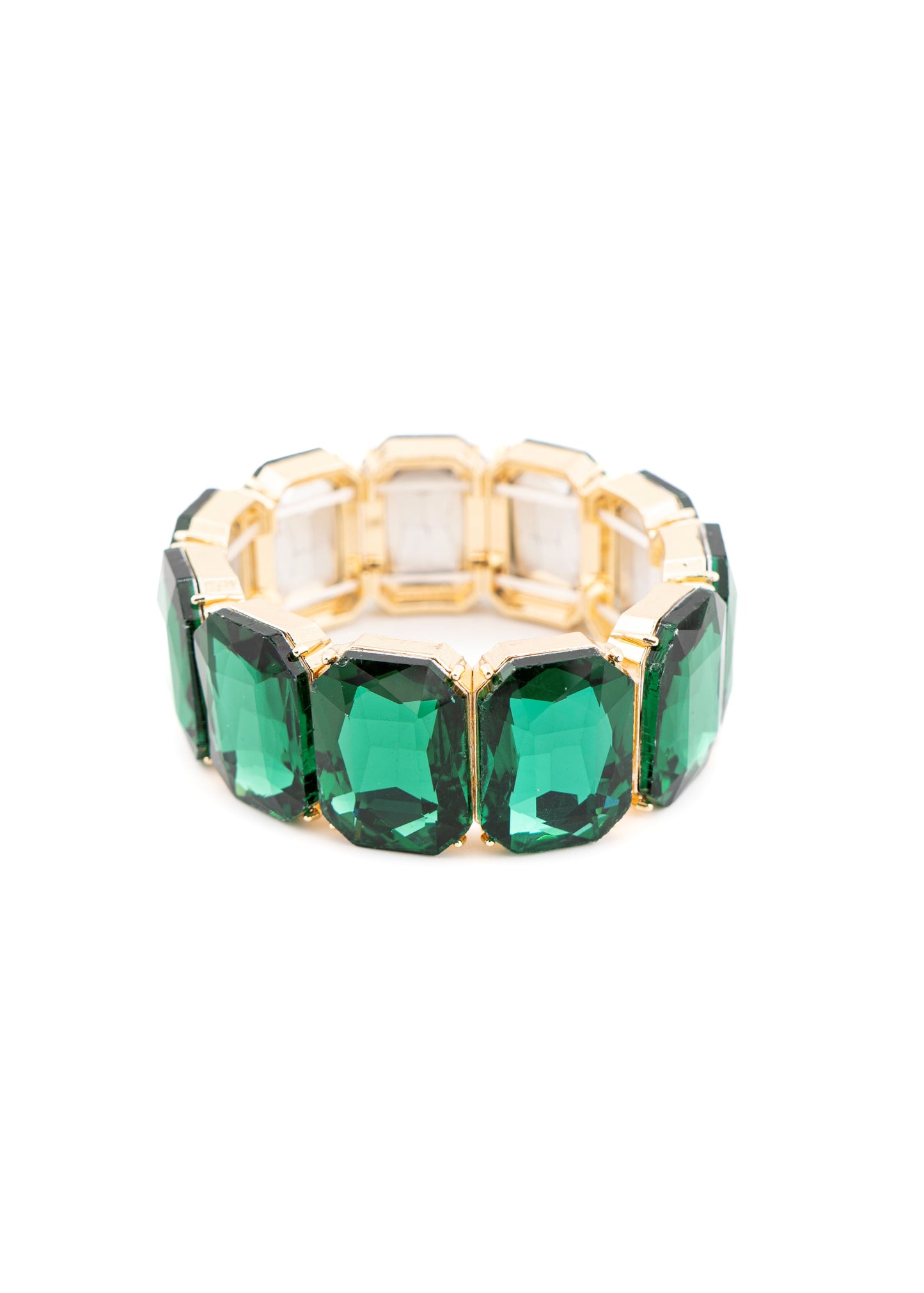 Emerald-Cut Crystal Stretch Bracelet