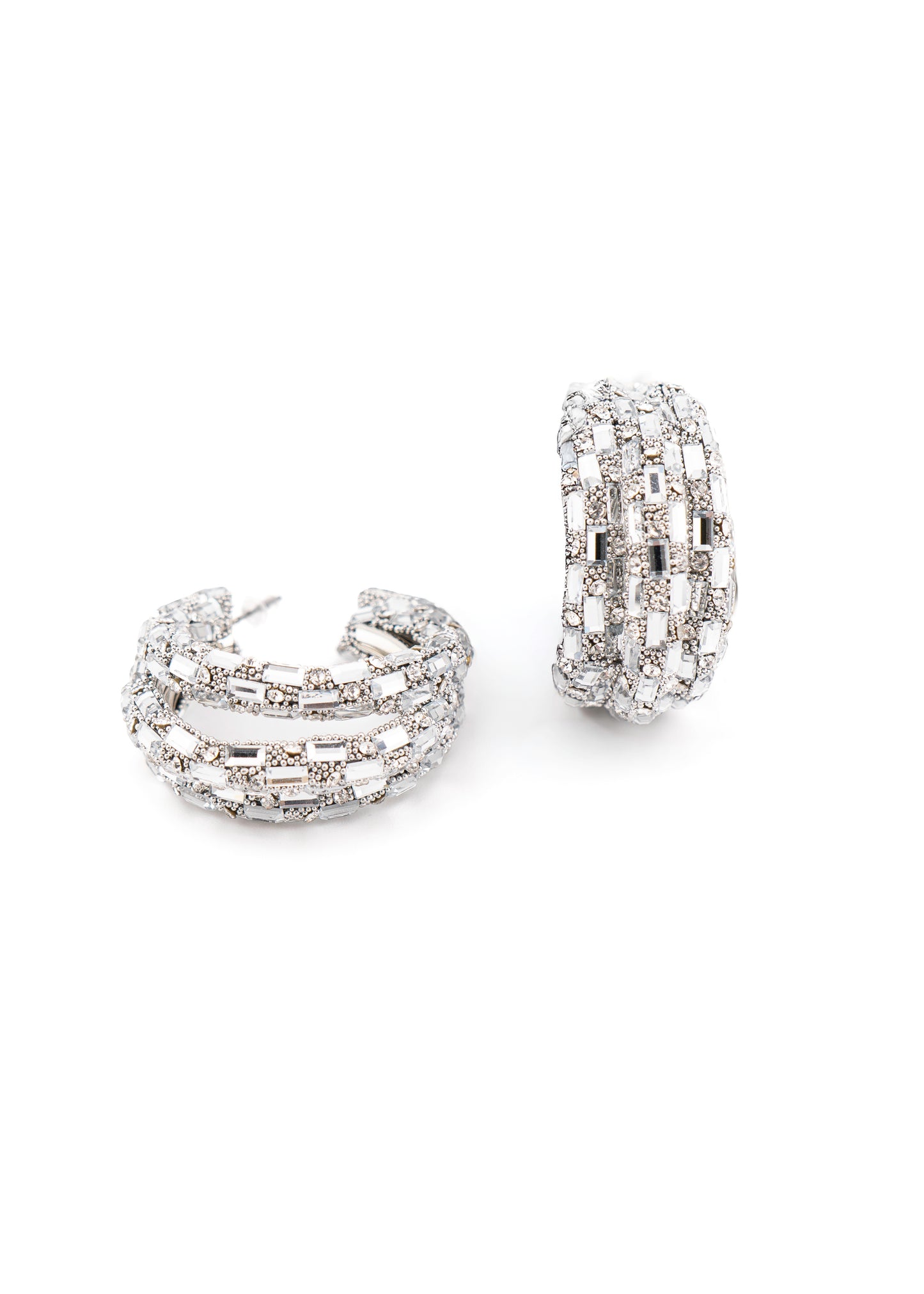 Wide Crystal Hoop Earrings