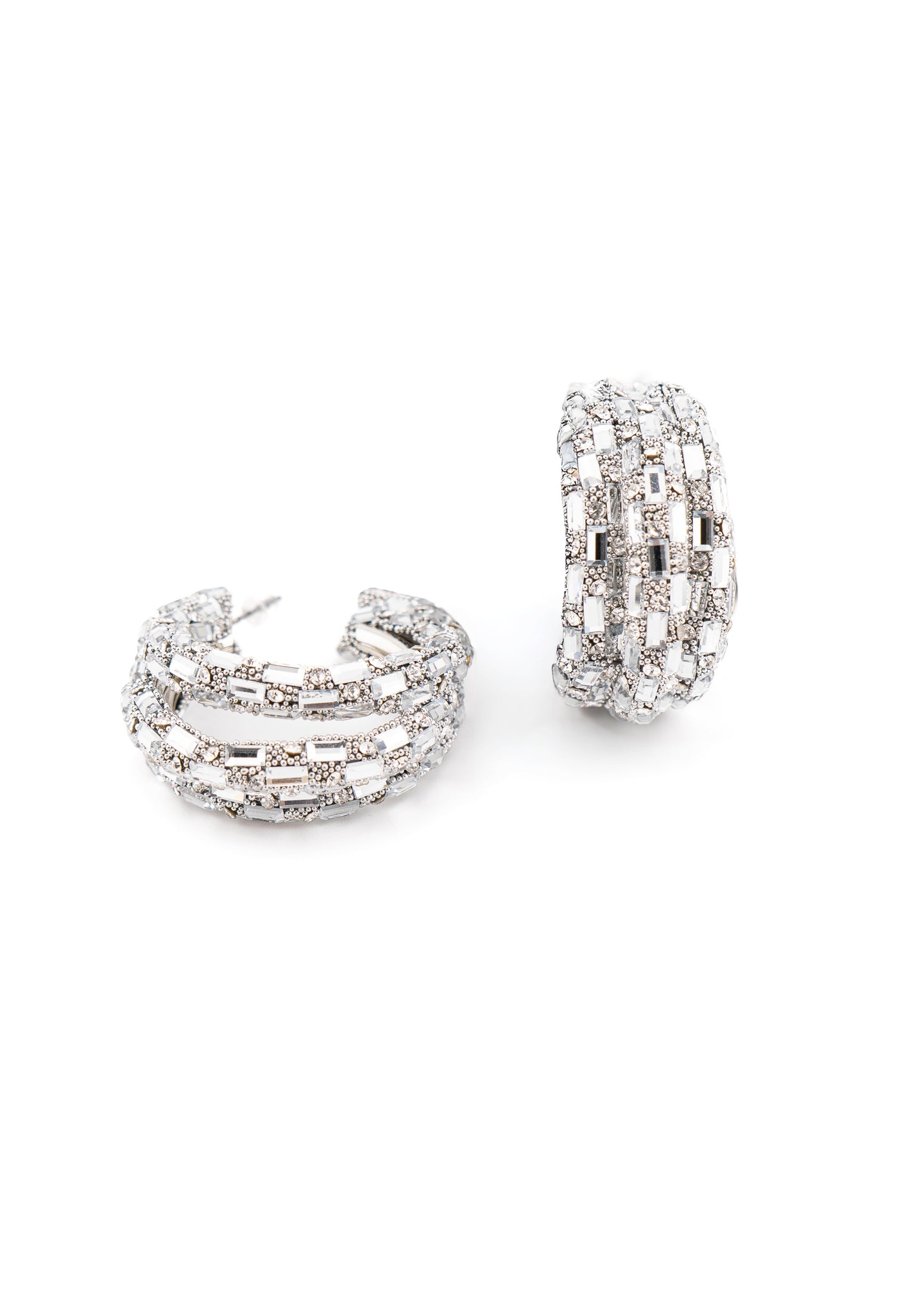 Wide Crystal Hoop Earrings