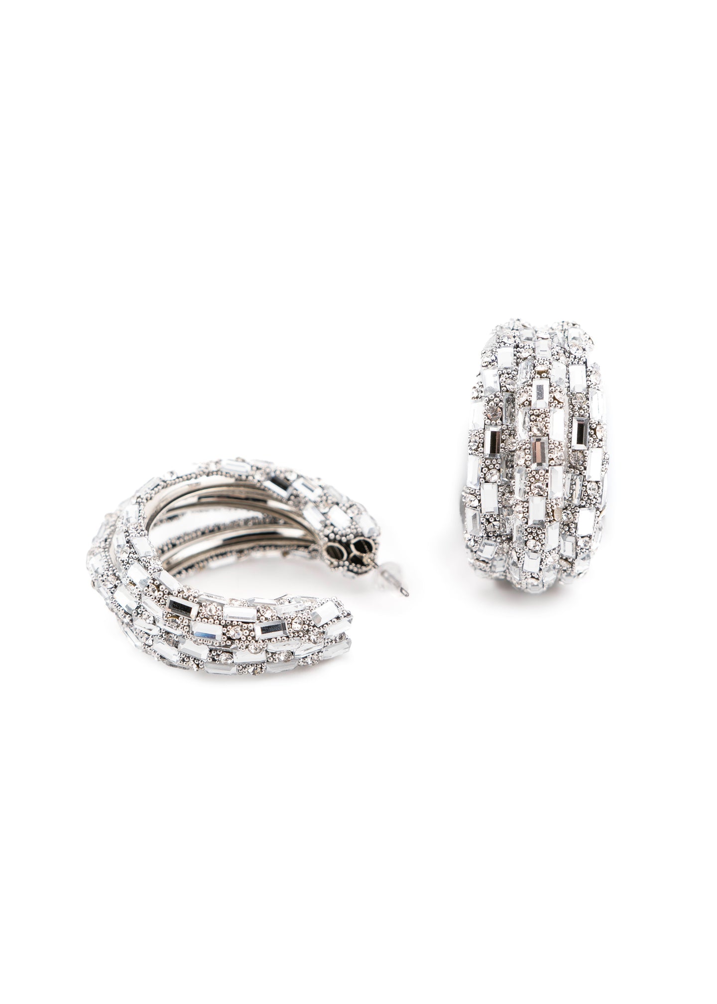 Wide Crystal Hoop Earrings