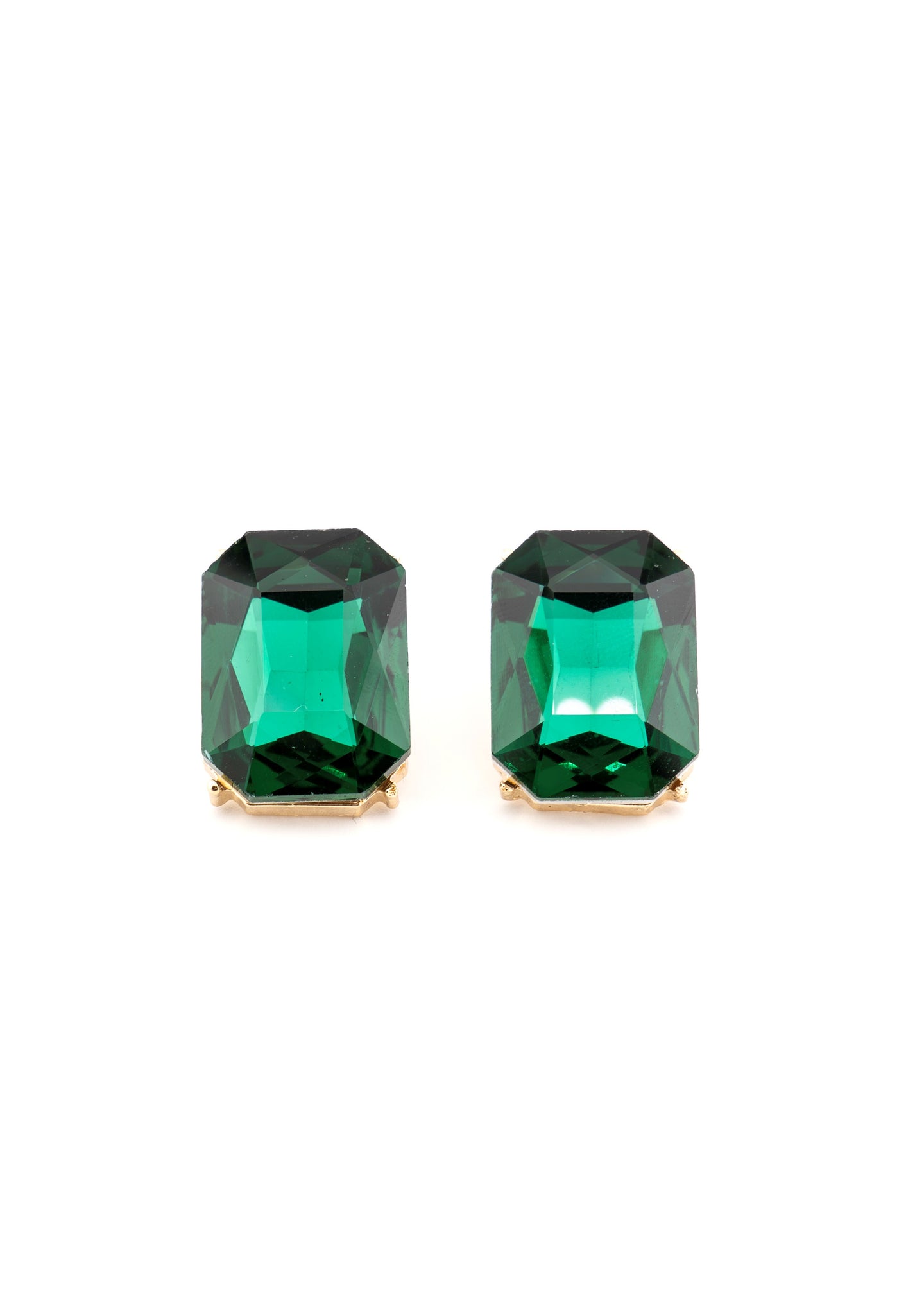 Emerald-Cut Crystal Stud Earrings