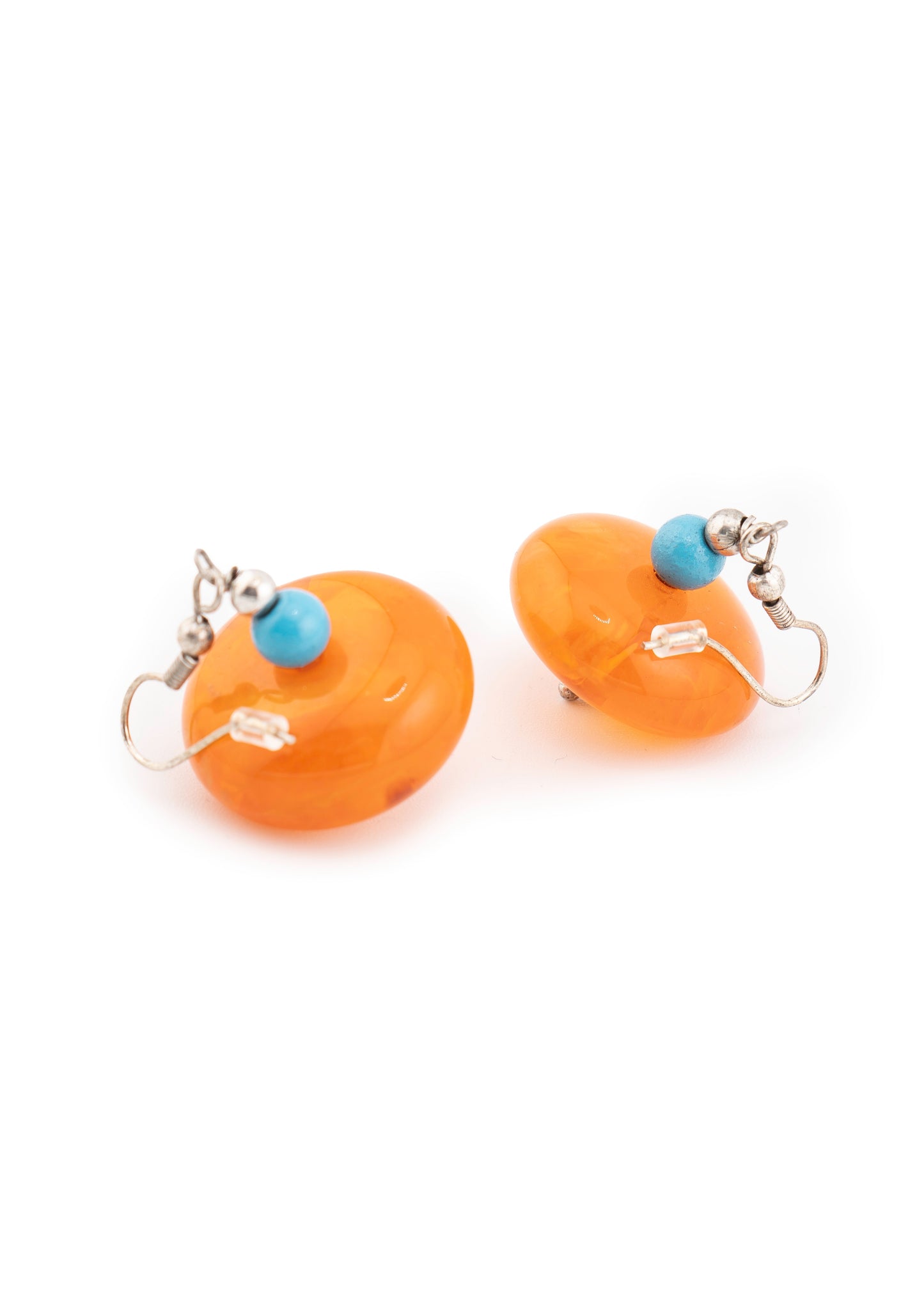 Amber & Turquoise Bead Dangle Earrings