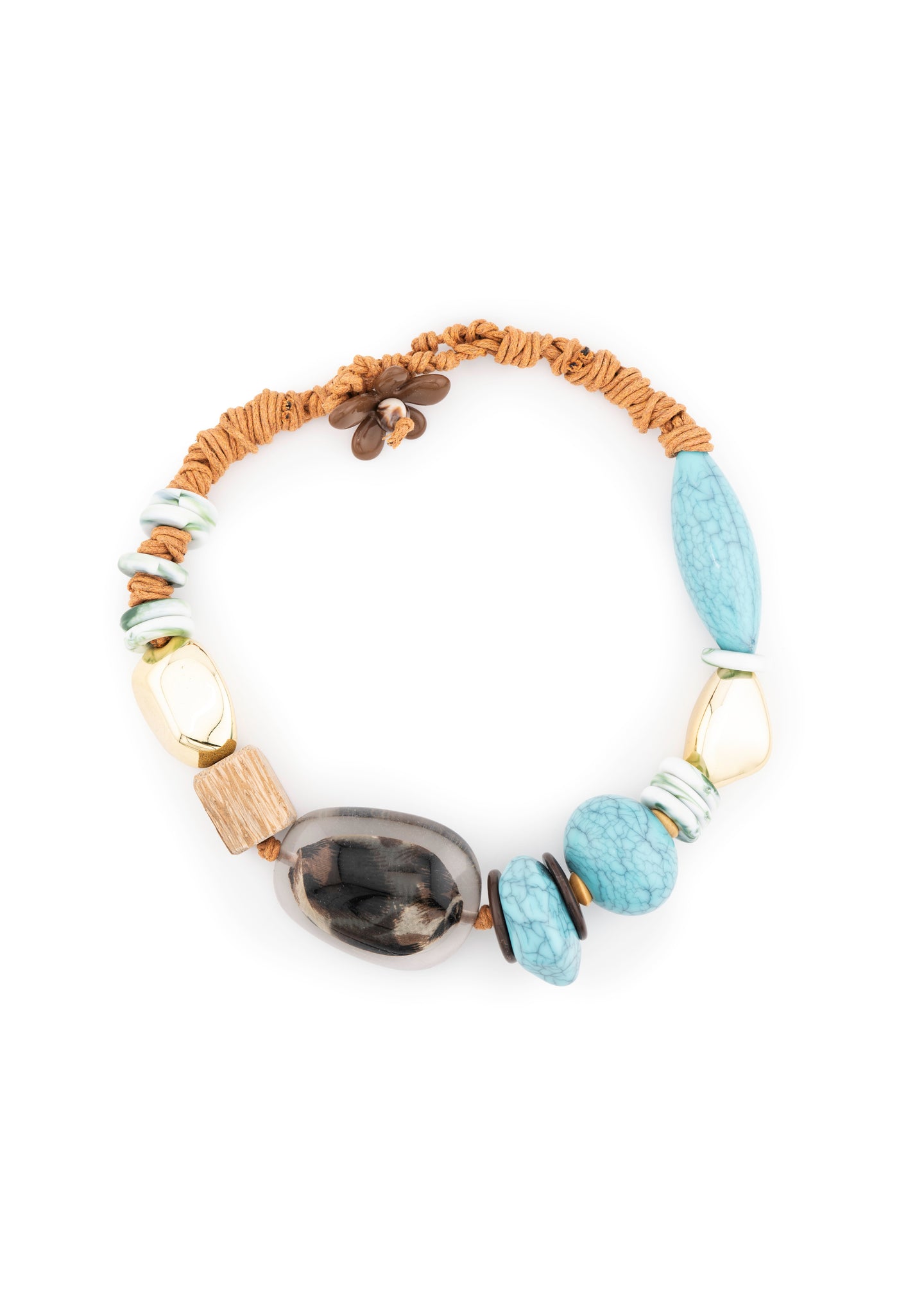 Multi-Stone Rope Cord Necklace
