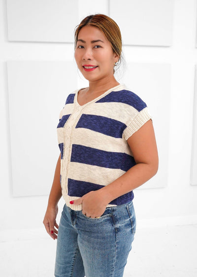 French Dressing Jeans - Short Sleeve Stripe Sweater