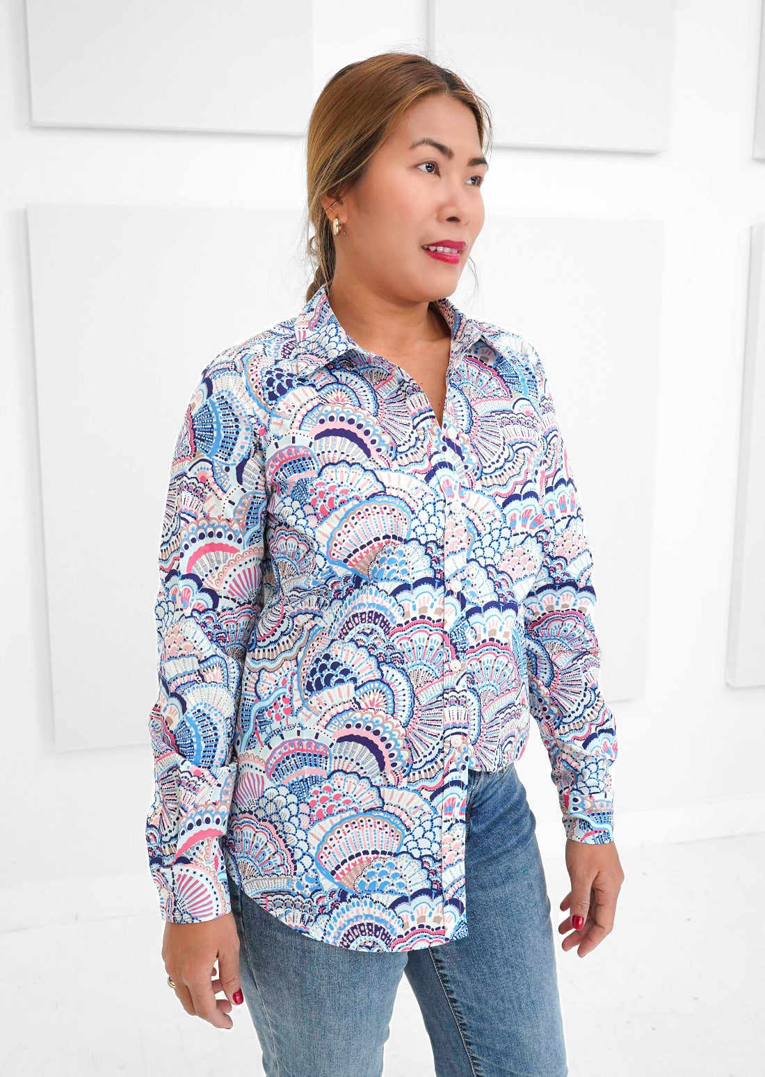 French Dressing Jeans - Printed Button Down Blouse