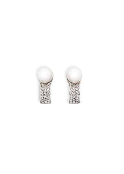 A G - Pearl and Cubic Crystal Clip Earring