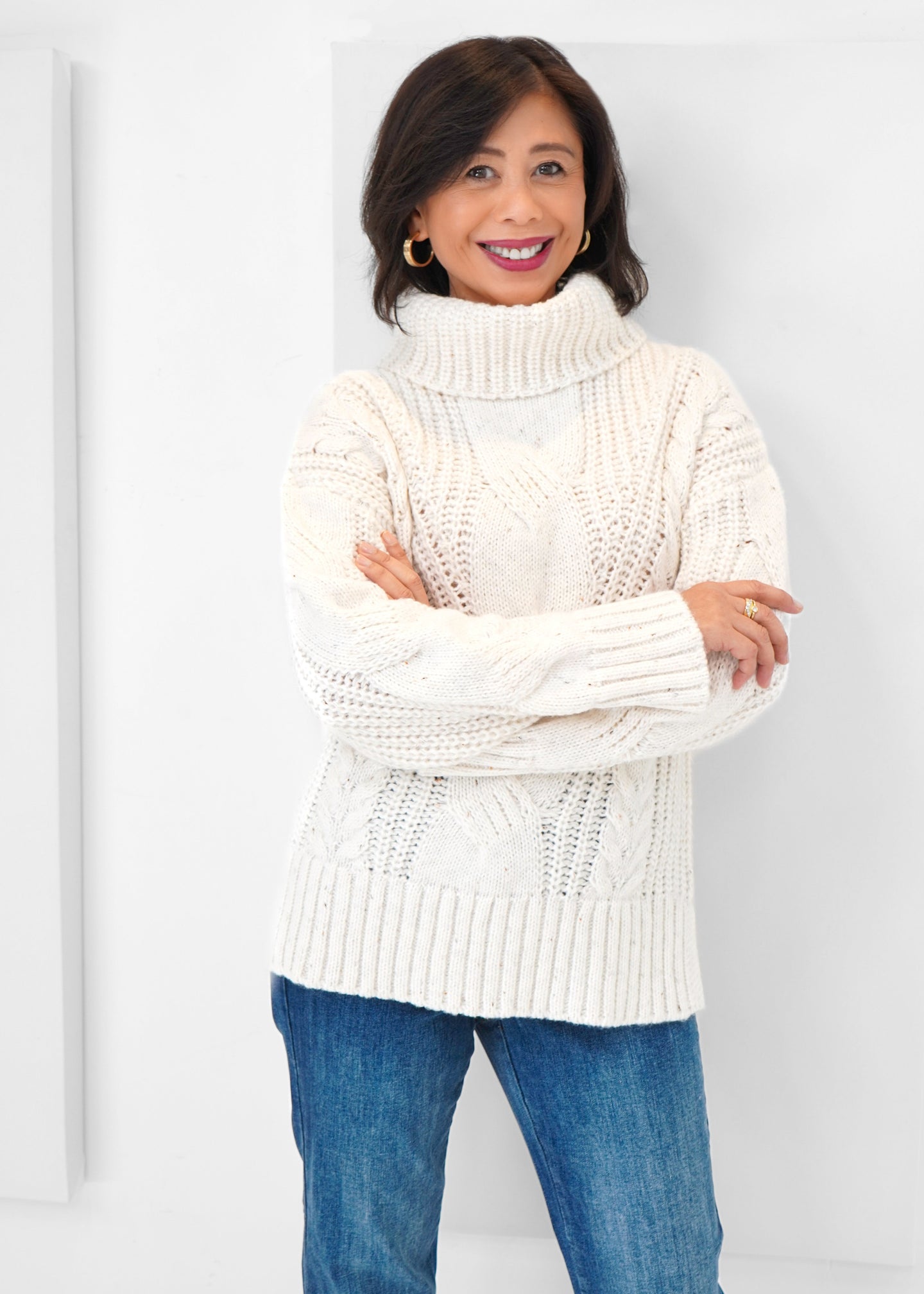 French Dressing Jeans - Cabled Cowl Neck Sweater - SALE