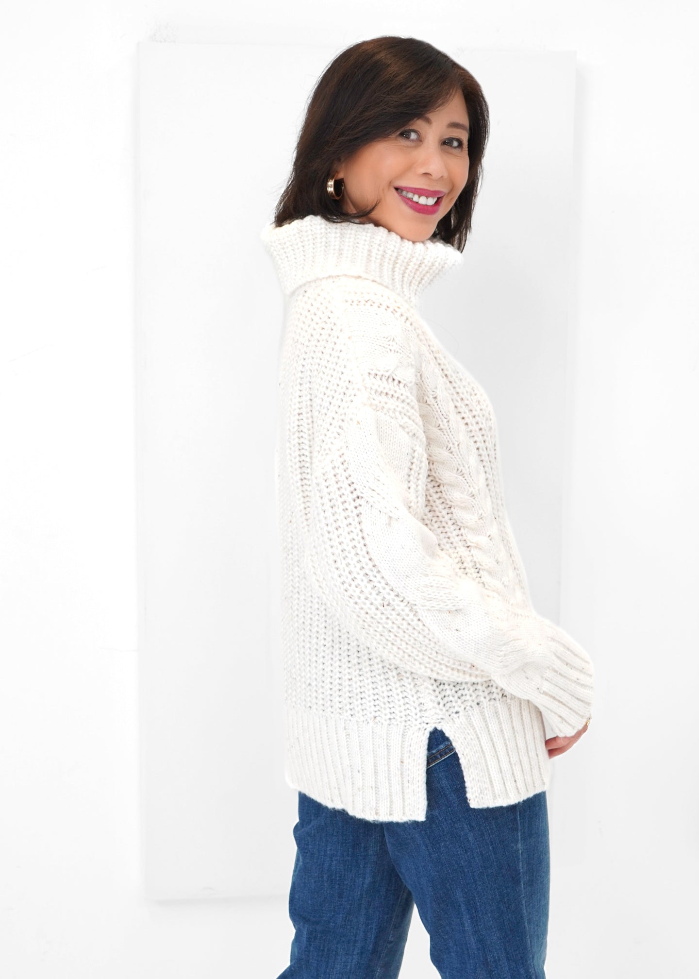 French Dressing Jeans - Cabled Cowl Neck Sweater - SALE