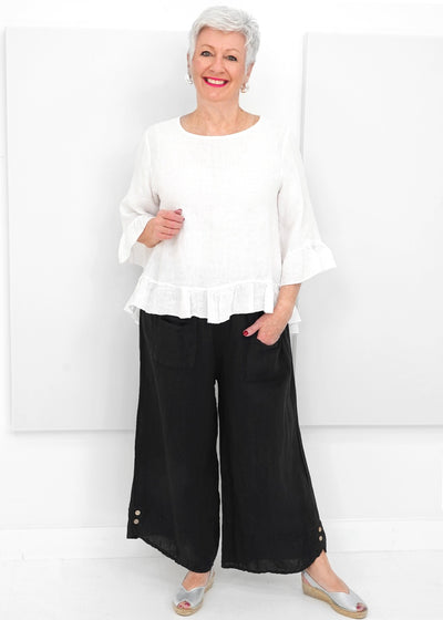 Catherine Lillywhite's - Linen Ruffle Top