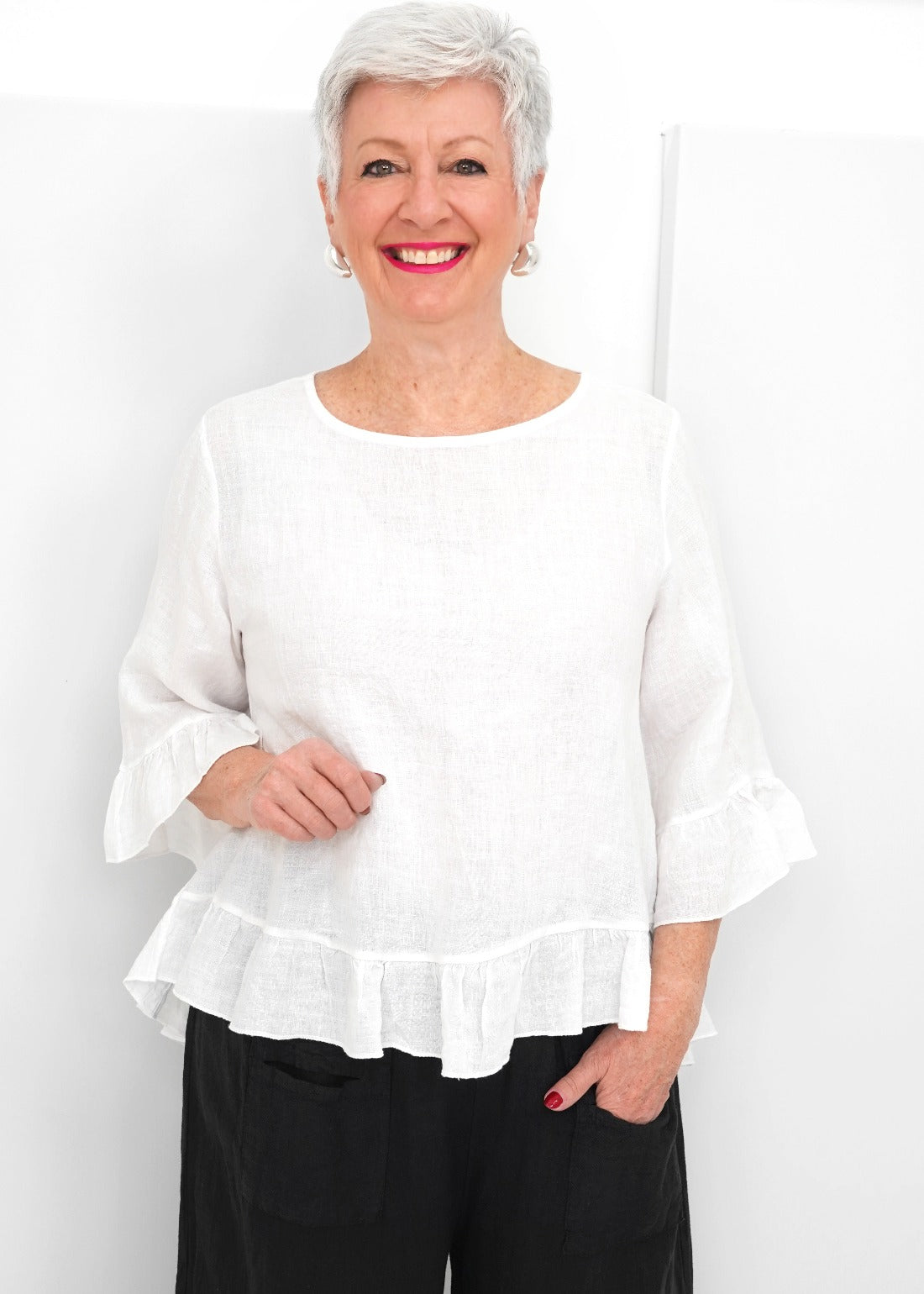 Catherine Lillywhite's - Linen Ruffle Top