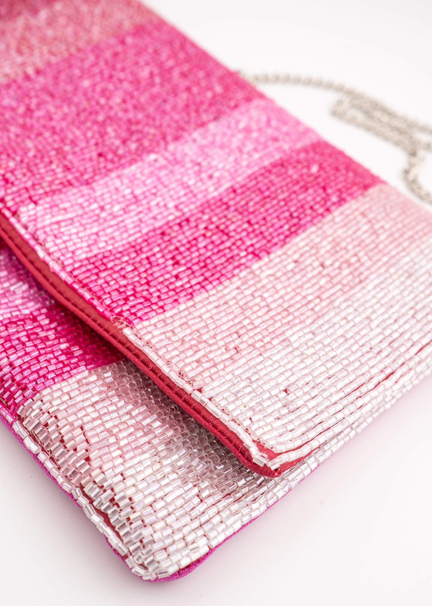 Pink Beaded Clutch Bag