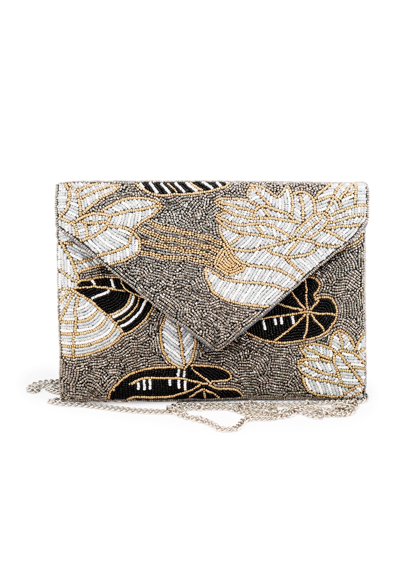 Beaded Botanical Envelope Bag