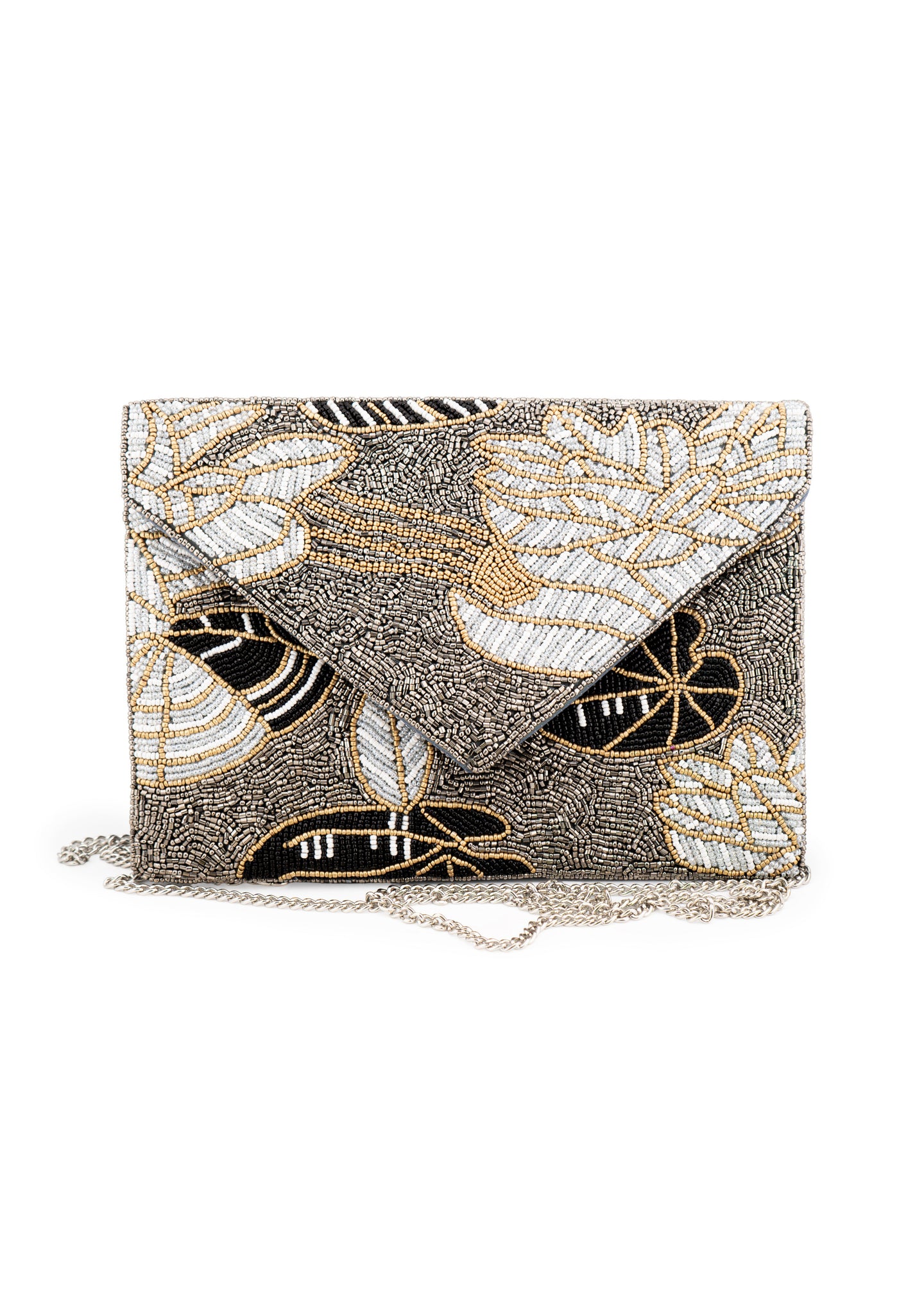 Beaded Botanical Envelope Bag