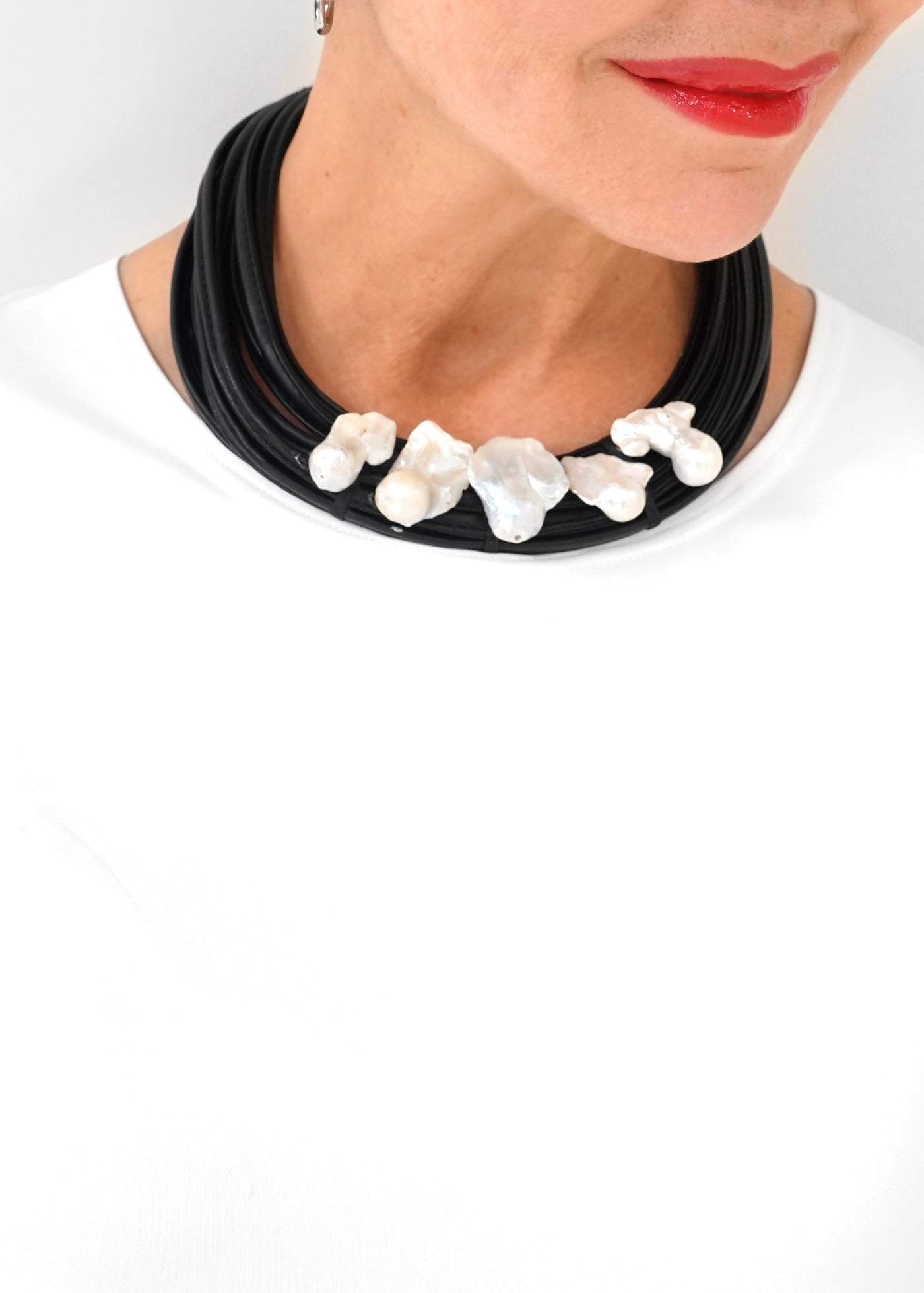 Escape From Paris - Multistrand Choker With Man-Made Pearls