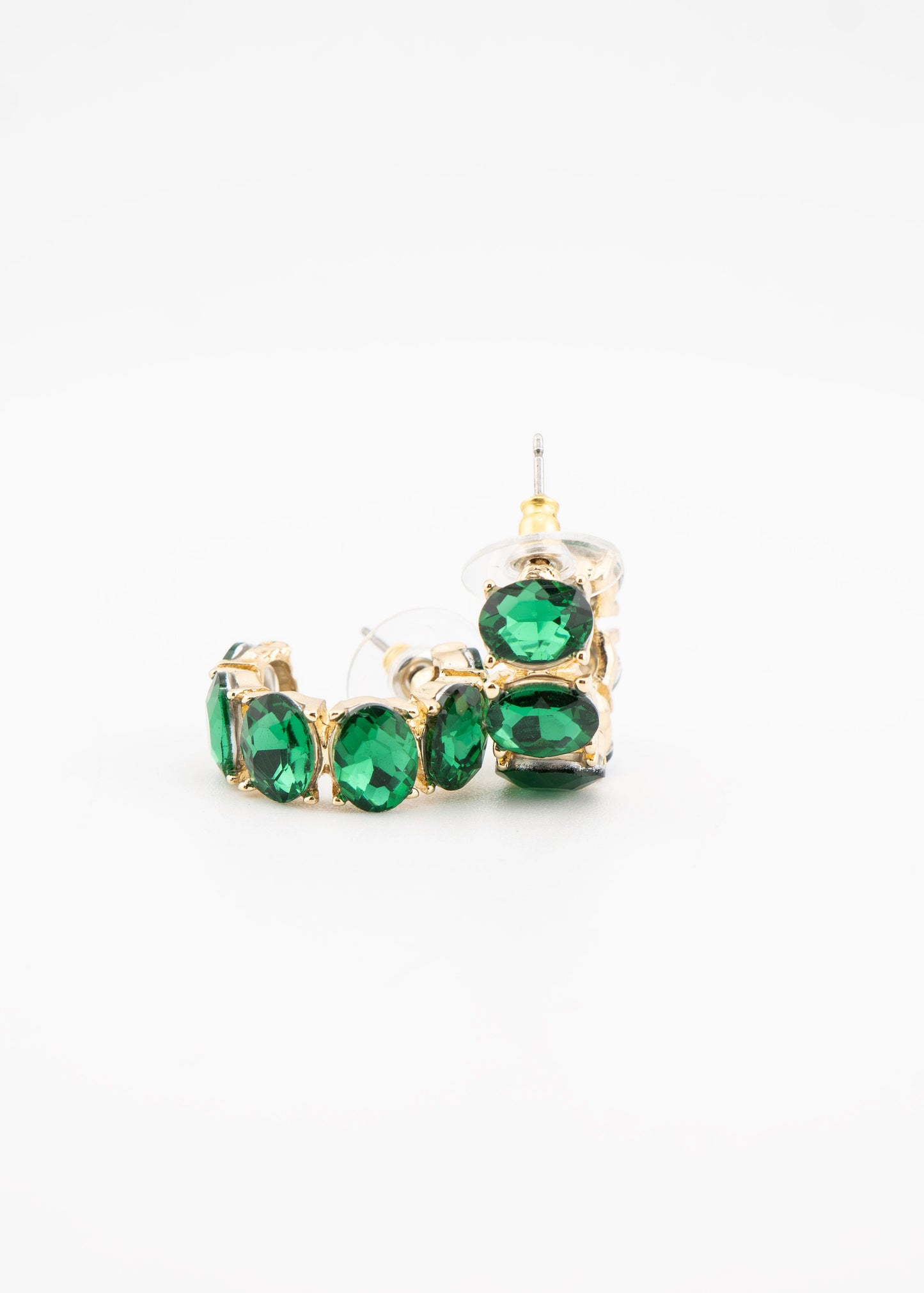 Emerald Cut Crystal Hoop Earrings