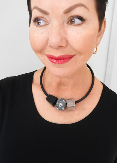Zsiska - Colorful Bliss Black and Silver Necklace