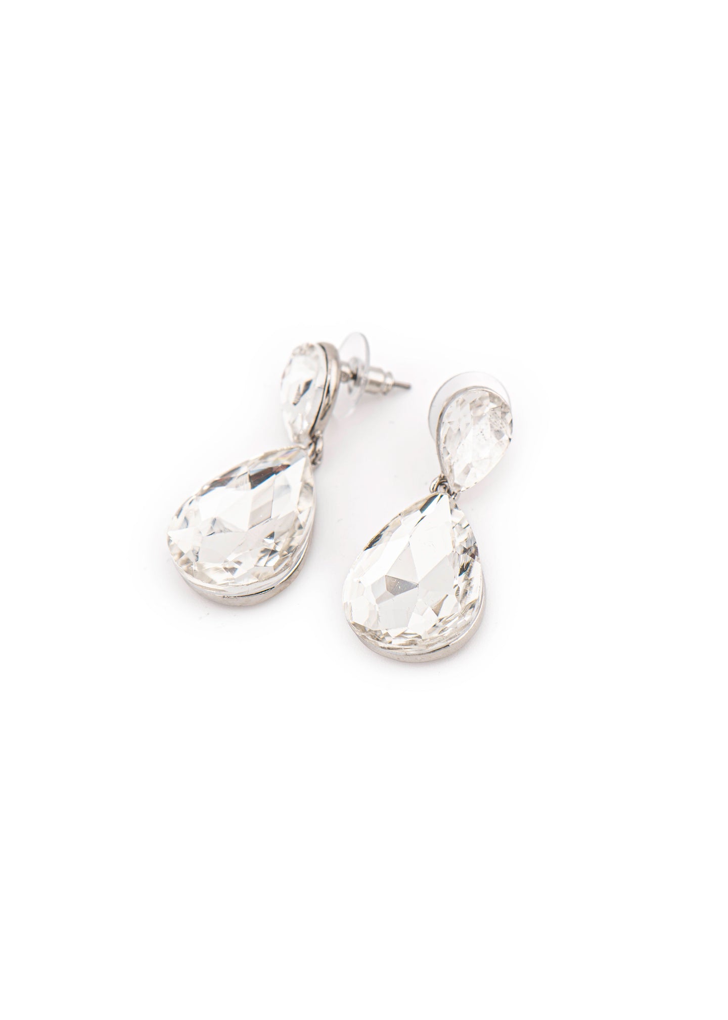 Clear Crystal Double Teardrop Earrings
