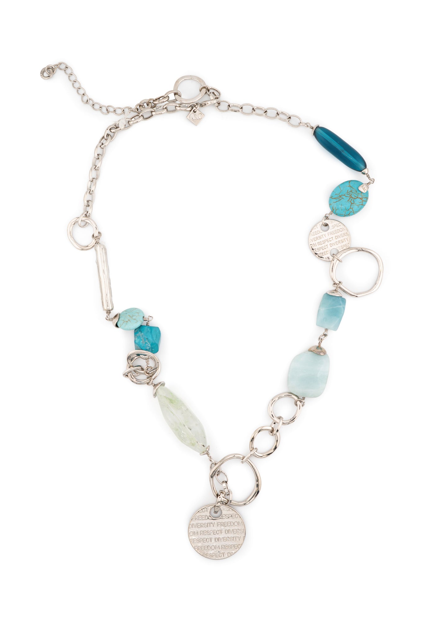 Silver-Tone Chain & Turquoise Mix Long Necklace