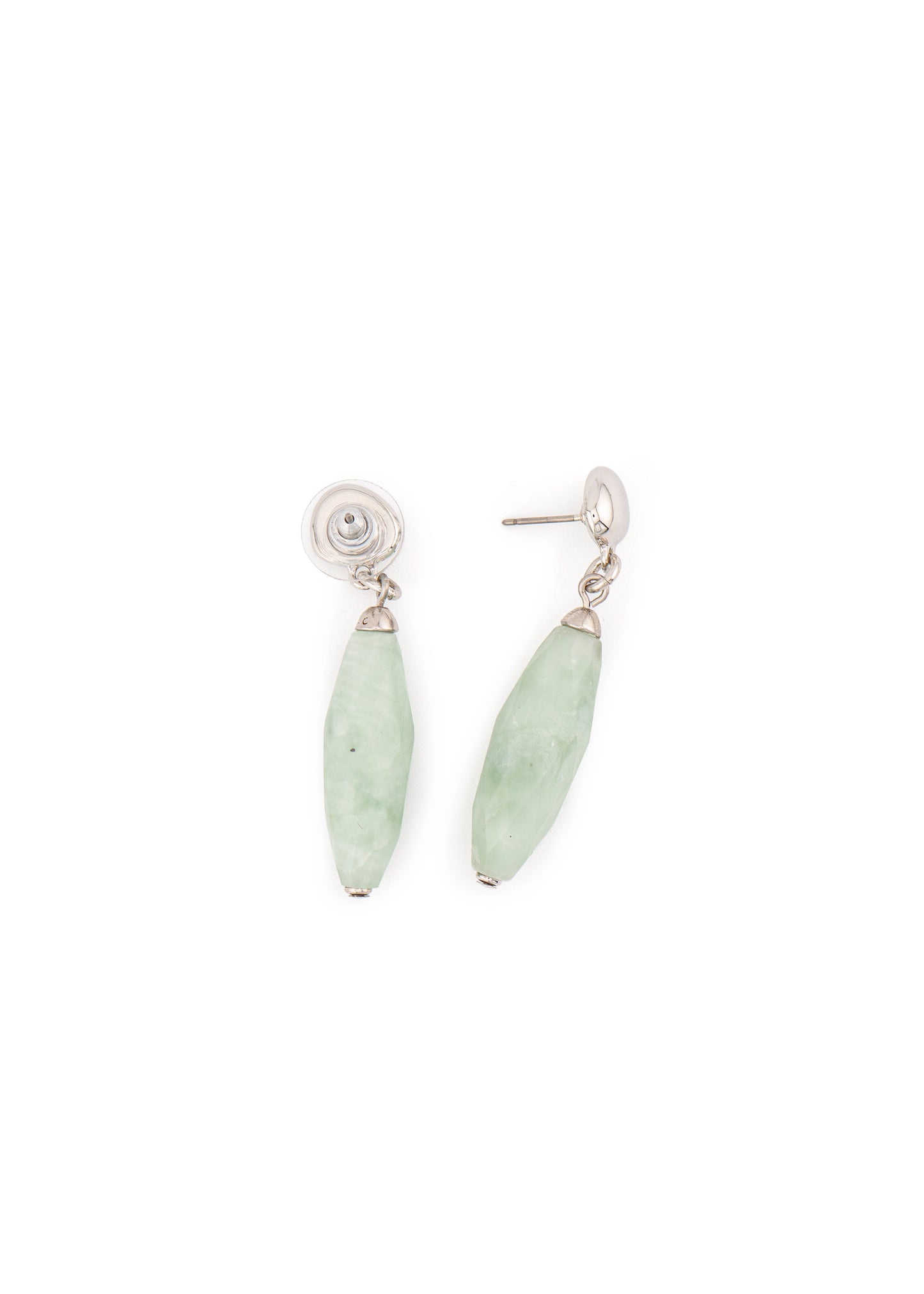 Silver-Tone Aqua Stone Drop Earrings