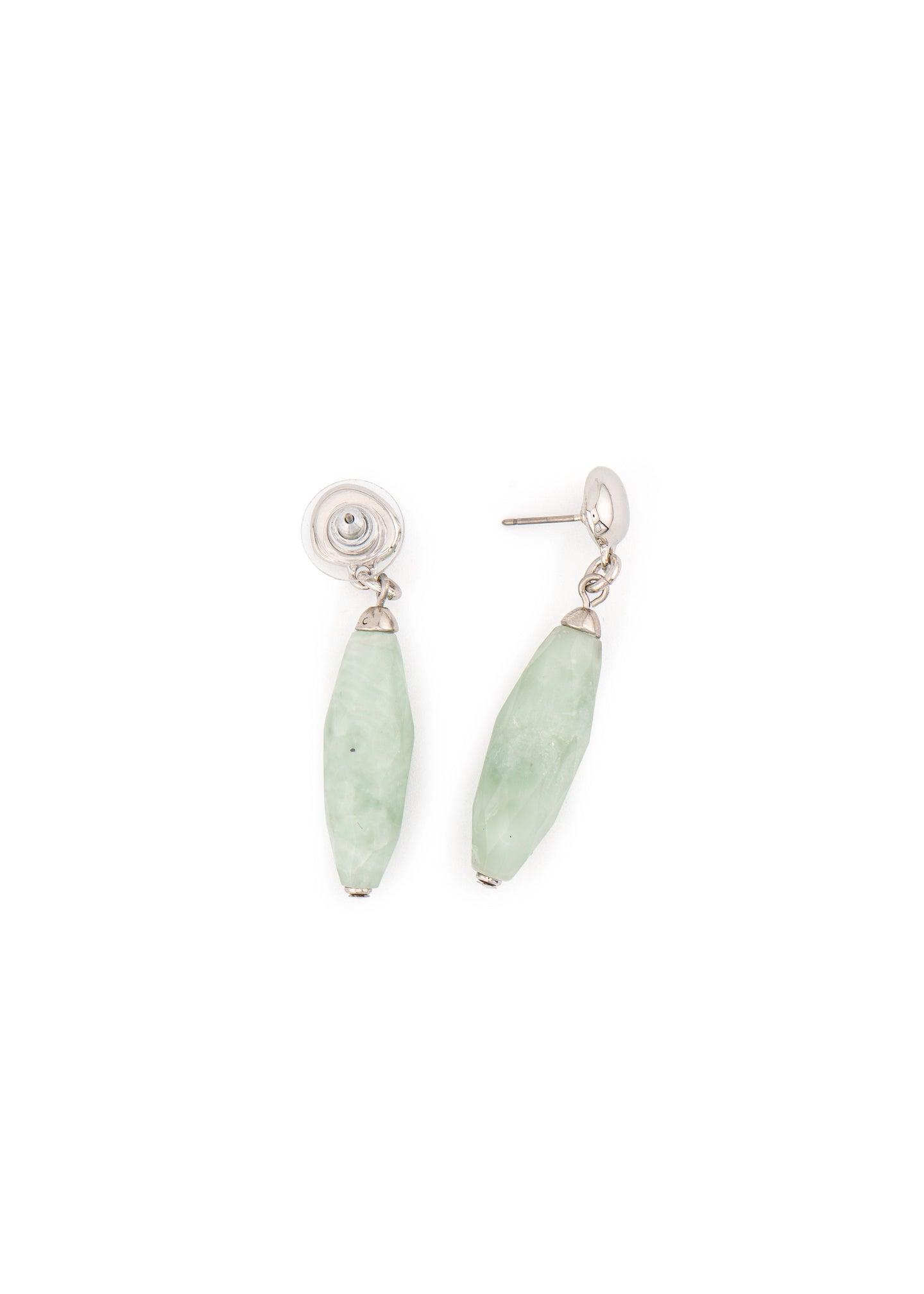 Silver-Tone Aqua Stone Drop Earrings