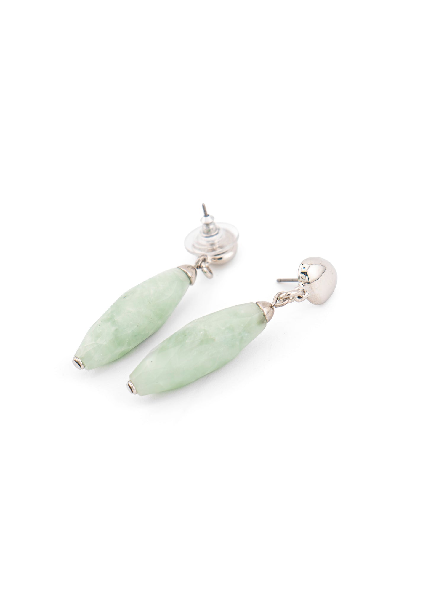 Silver-Tone Aqua Stone Drop Earrings