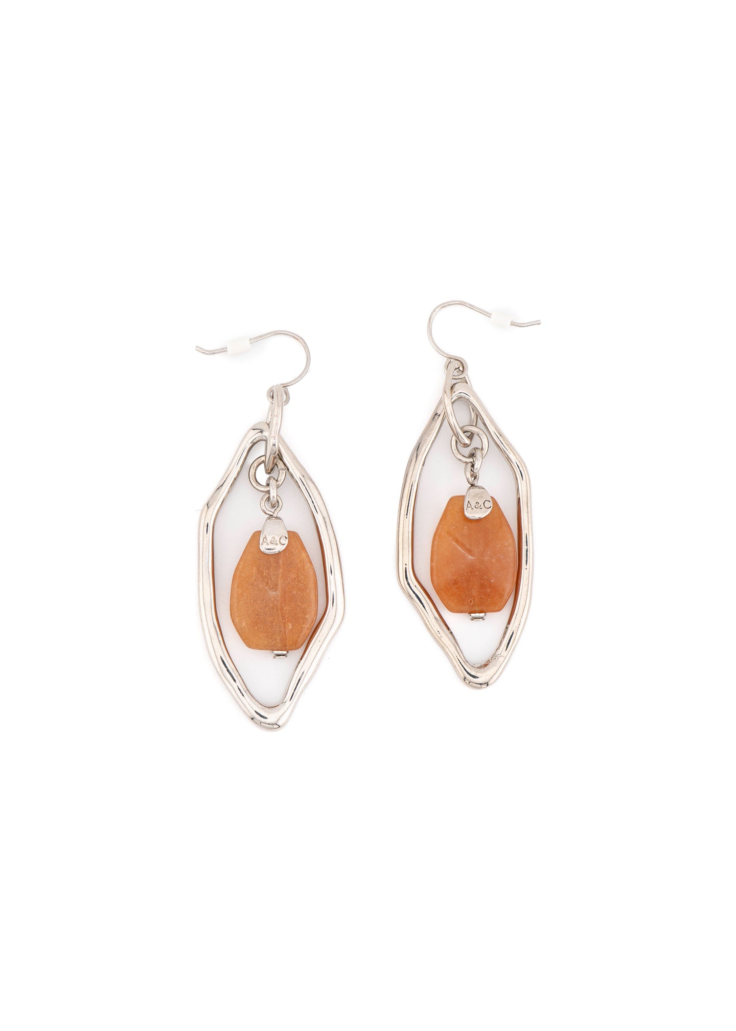 Silver-Tone Carnelian Oval Drop Earrings