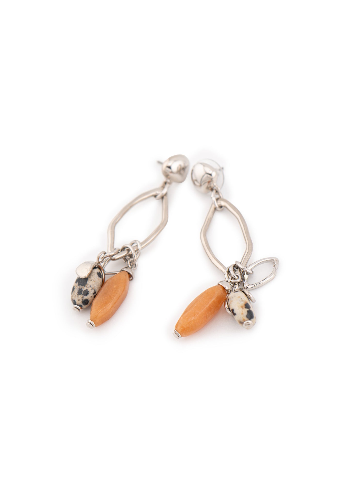 Silver-Tone Carnelian & Pebble Dangle Earrings