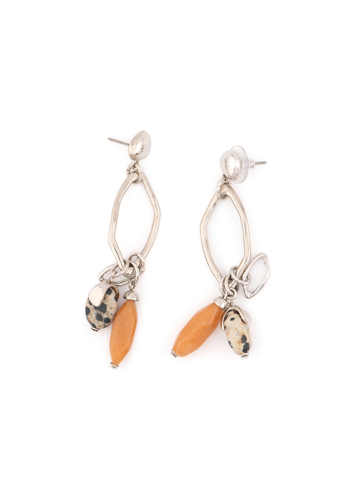 Silver-Tone Carnelian & Pebble Dangle Earrings