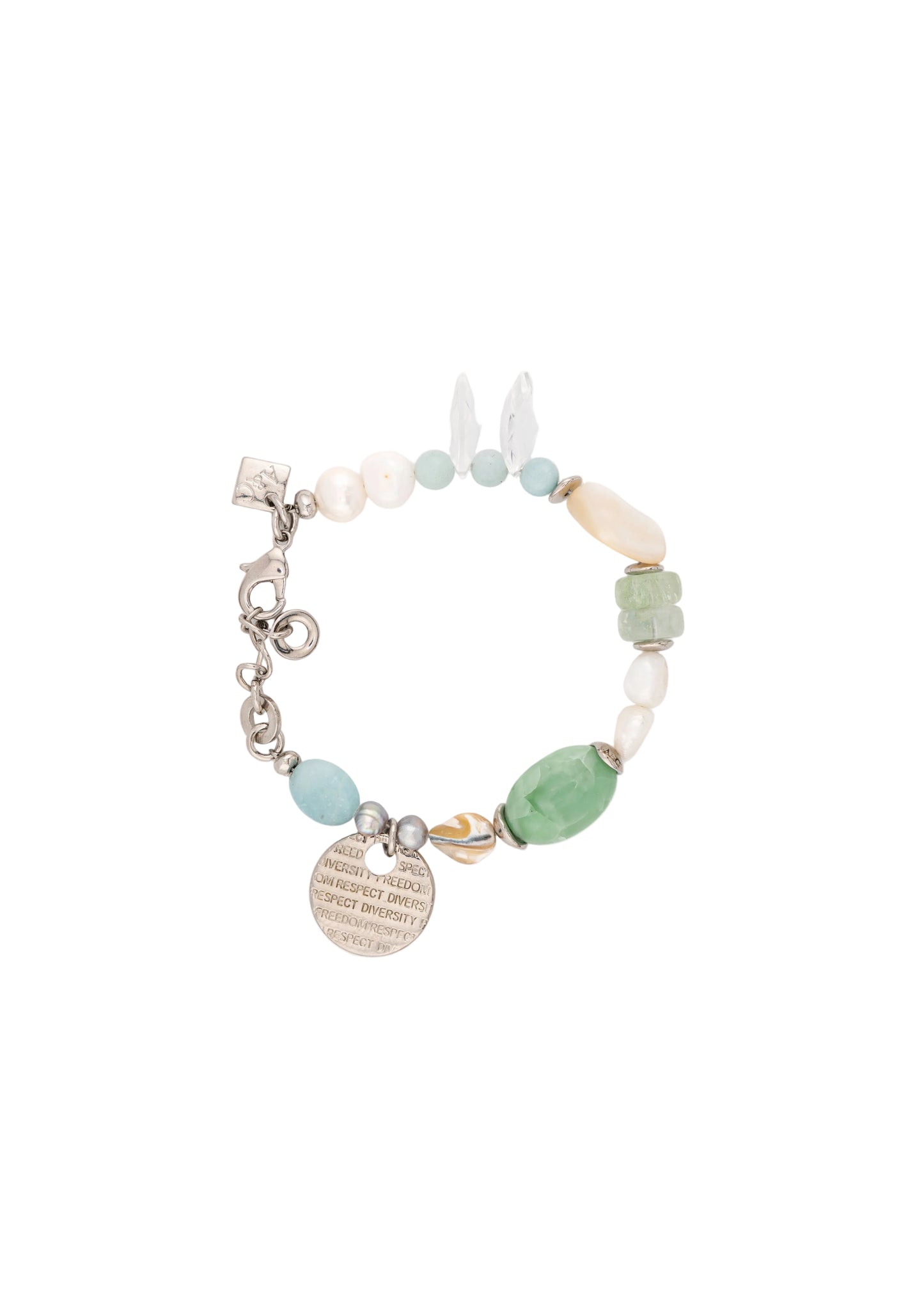 Silver-Tone Mixed Pastel Stone Bead Bracelet